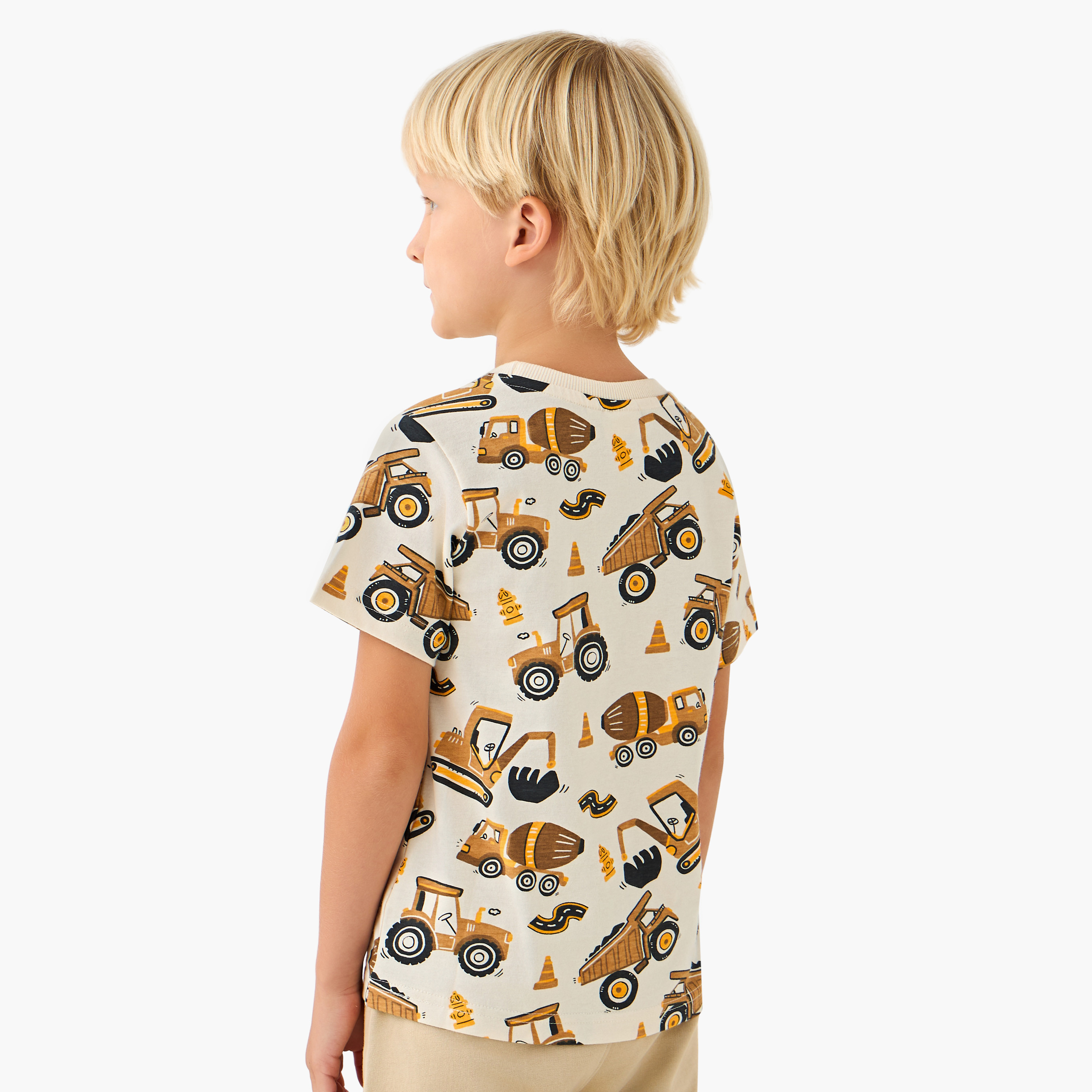 Juniors Crew Neck Short Sleeves T-shirt with Construction Print-boys-clothing-tshirtsandpolos-image-3
