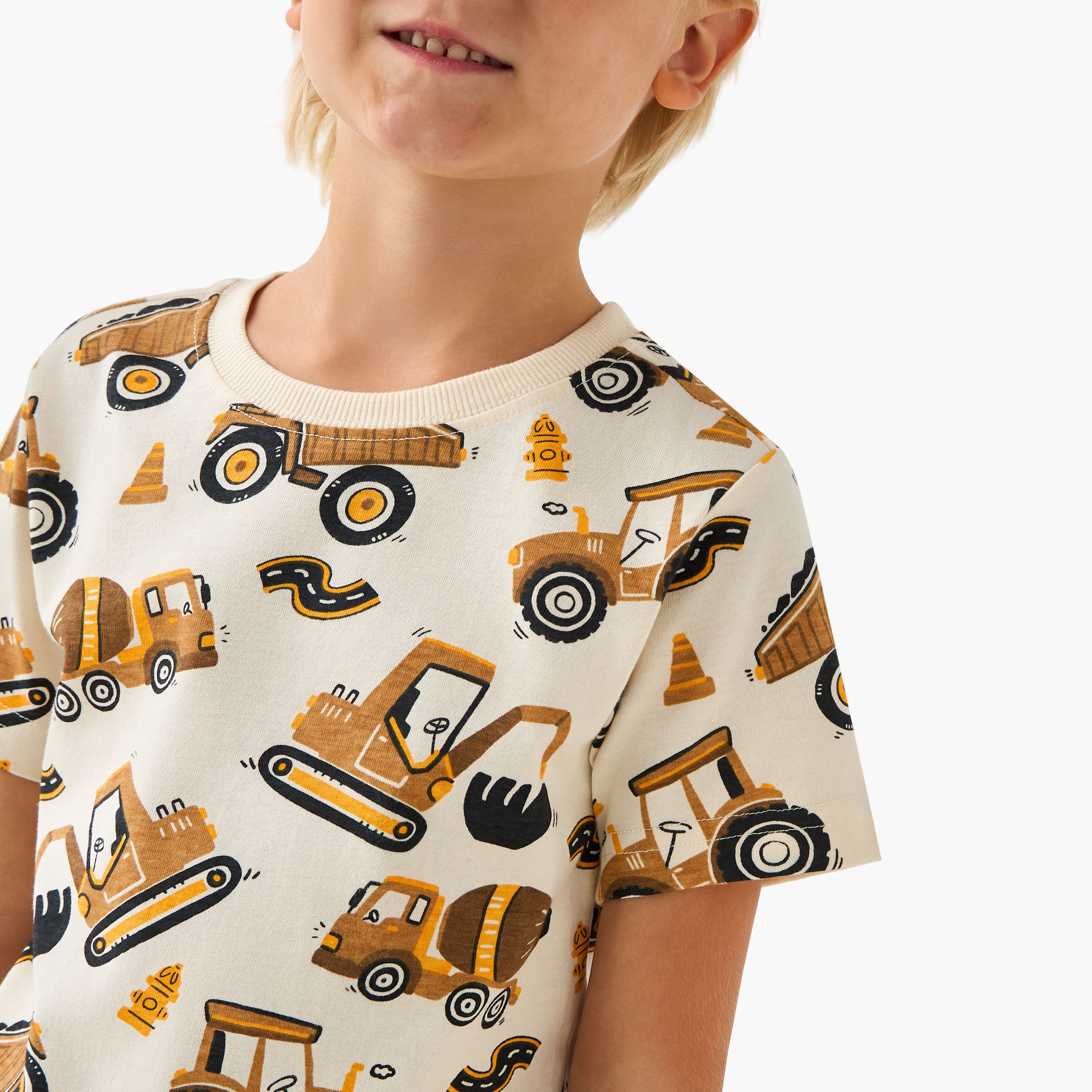 Juniors Crew Neck Short Sleeves T-shirt with Construction Print-boys-clothing-tshirtsandpolos-image-4