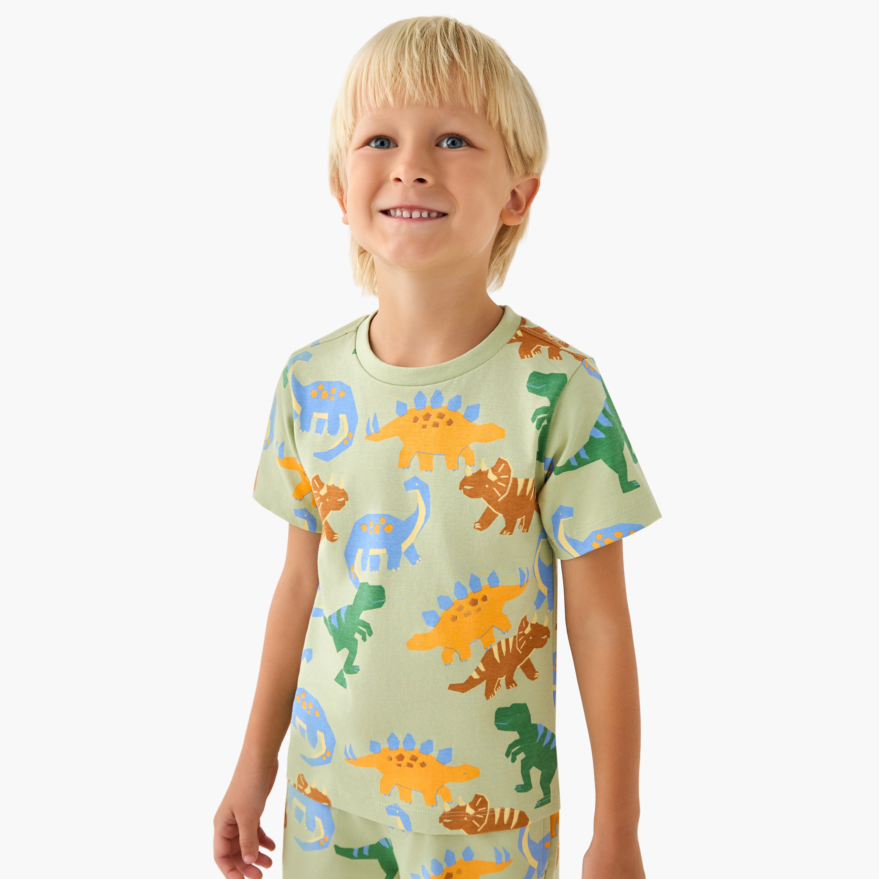 Juniors Crew Neck Short Sleeves T-shirt with Dinosaur Print-boys-clothing-tshirtsandpolos-image-1