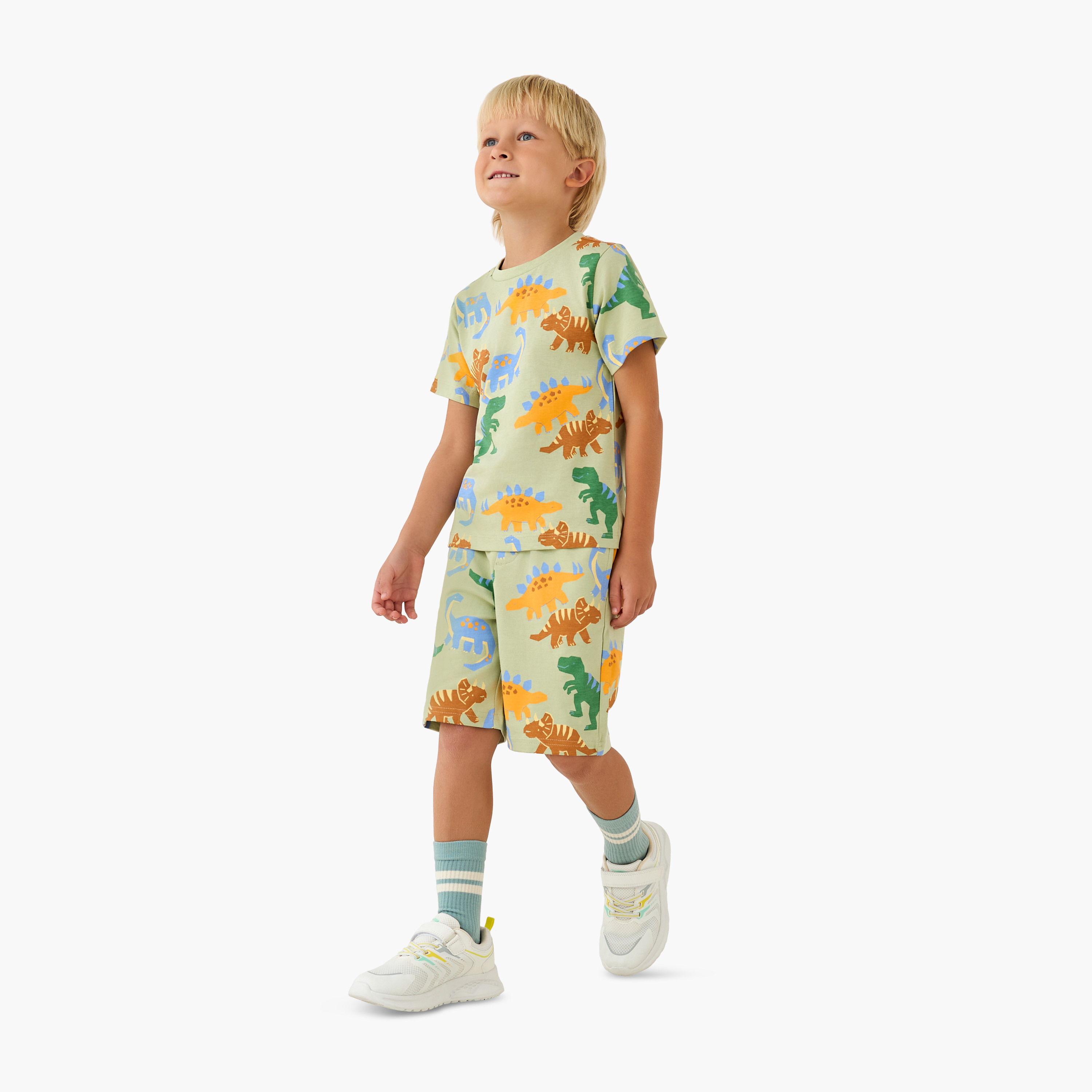Juniors Crew Neck Short Sleeves T-shirt with Dinosaur Print-boys-clothing-tshirtsandpolos-image-2