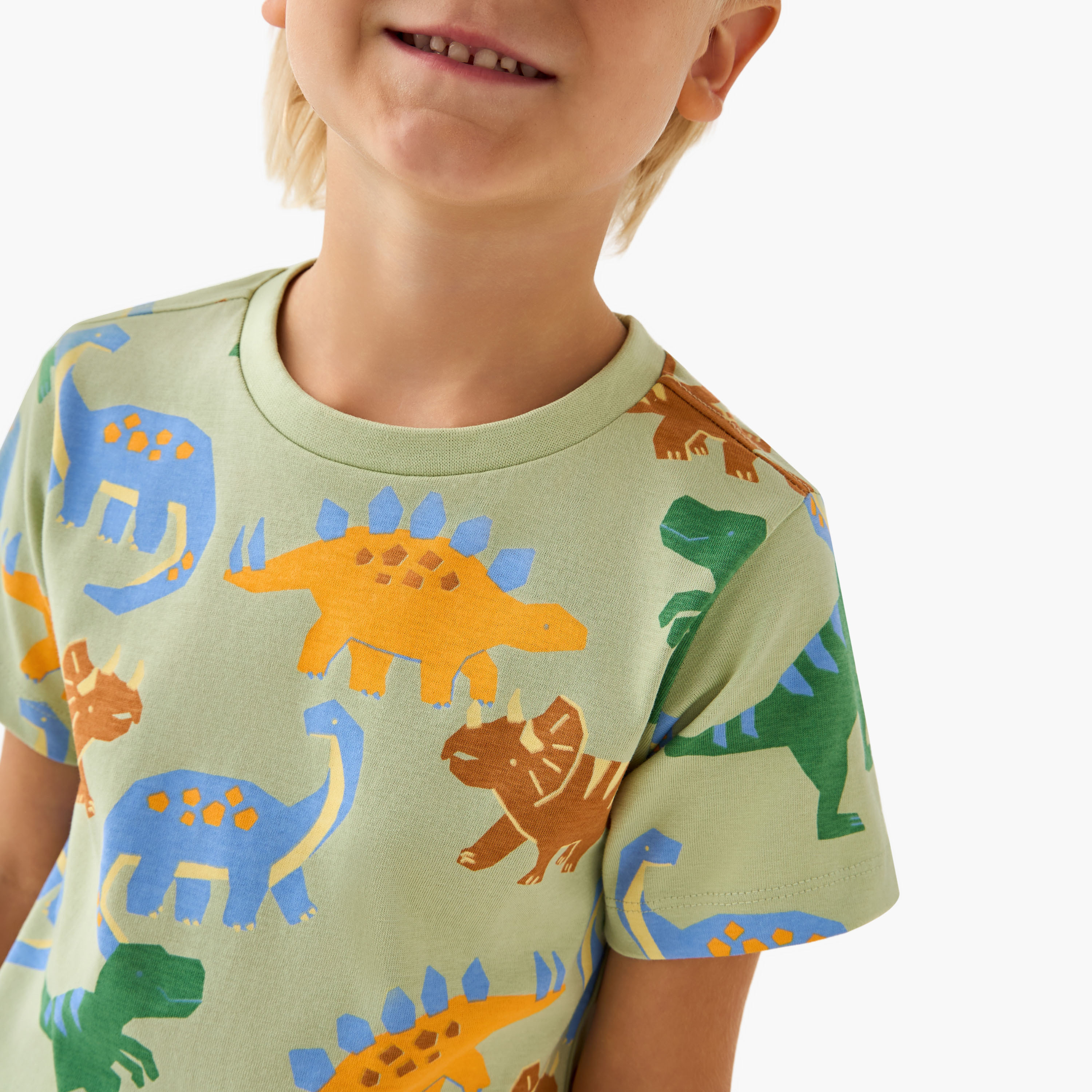 Juniors Crew Neck Short Sleeves T-shirt with Dinosaur Print-boys-clothing-tshirtsandpolos-image-4