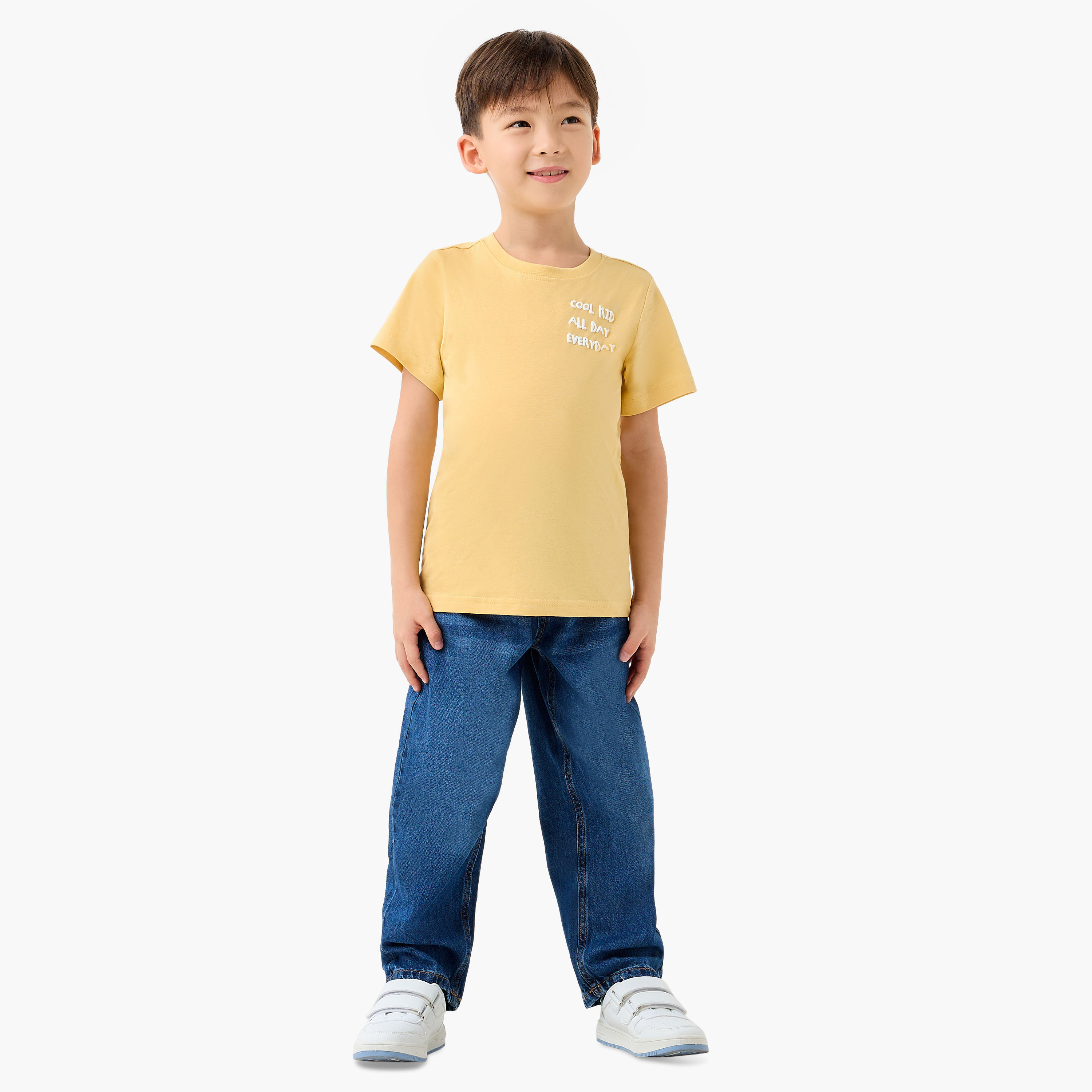 Juniors Boys Crew Neck T-shirt with Slogan Print - Cotton - Short Sleeves-boys-clothing-tshirtsandpolos-image-2