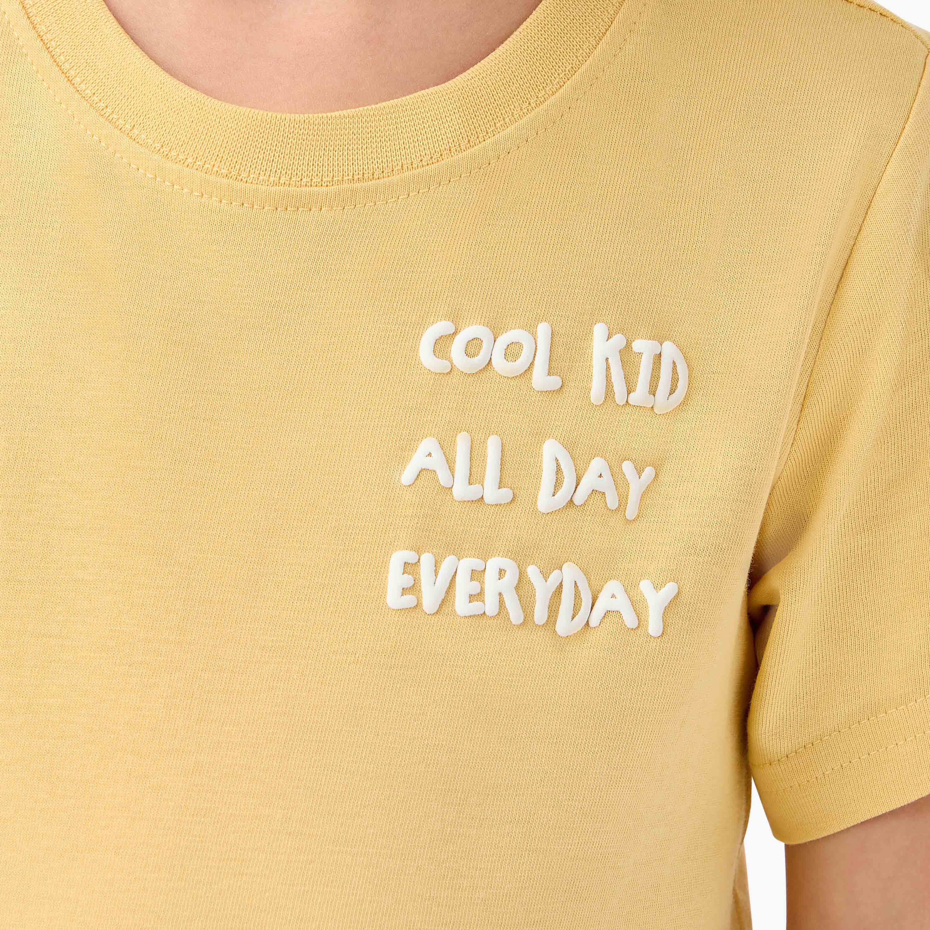 Juniors Boys Crew Neck T-shirt with Slogan Print - Cotton - Short Sleeves-boys-clothing-tshirtsandpolos-image-5