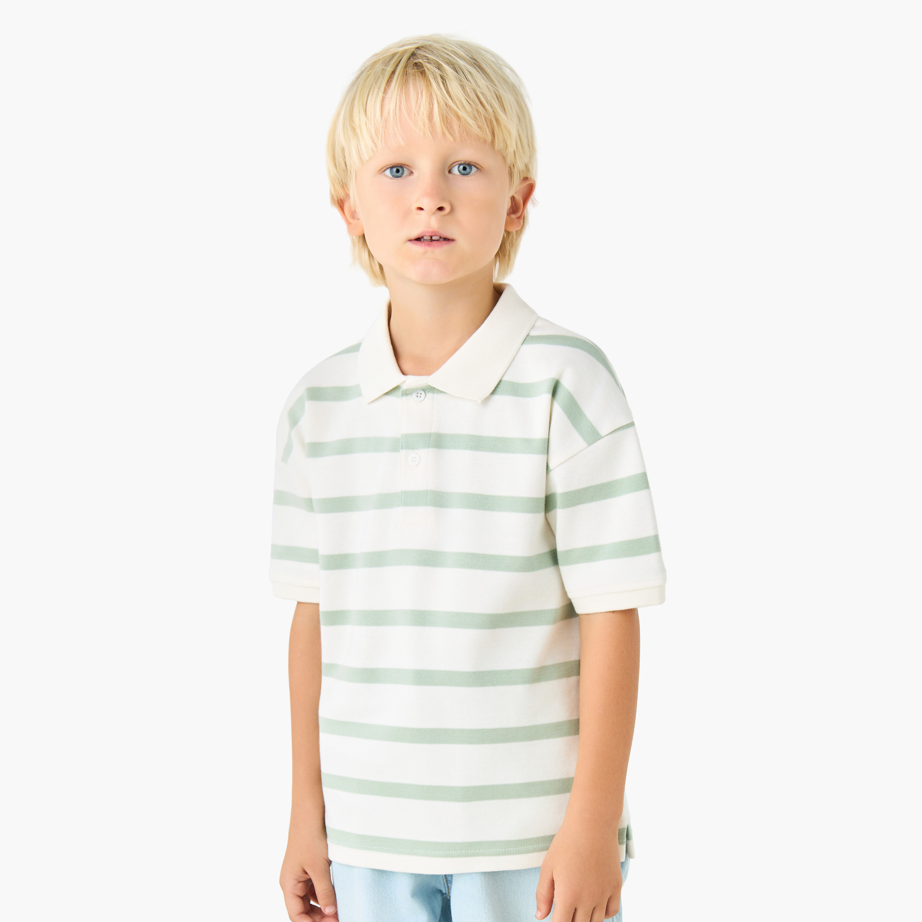 Juniors Collared Short Sleeves Polo T-shirt with Stripes-boys-clothing-tshirtsandpolos-image-1