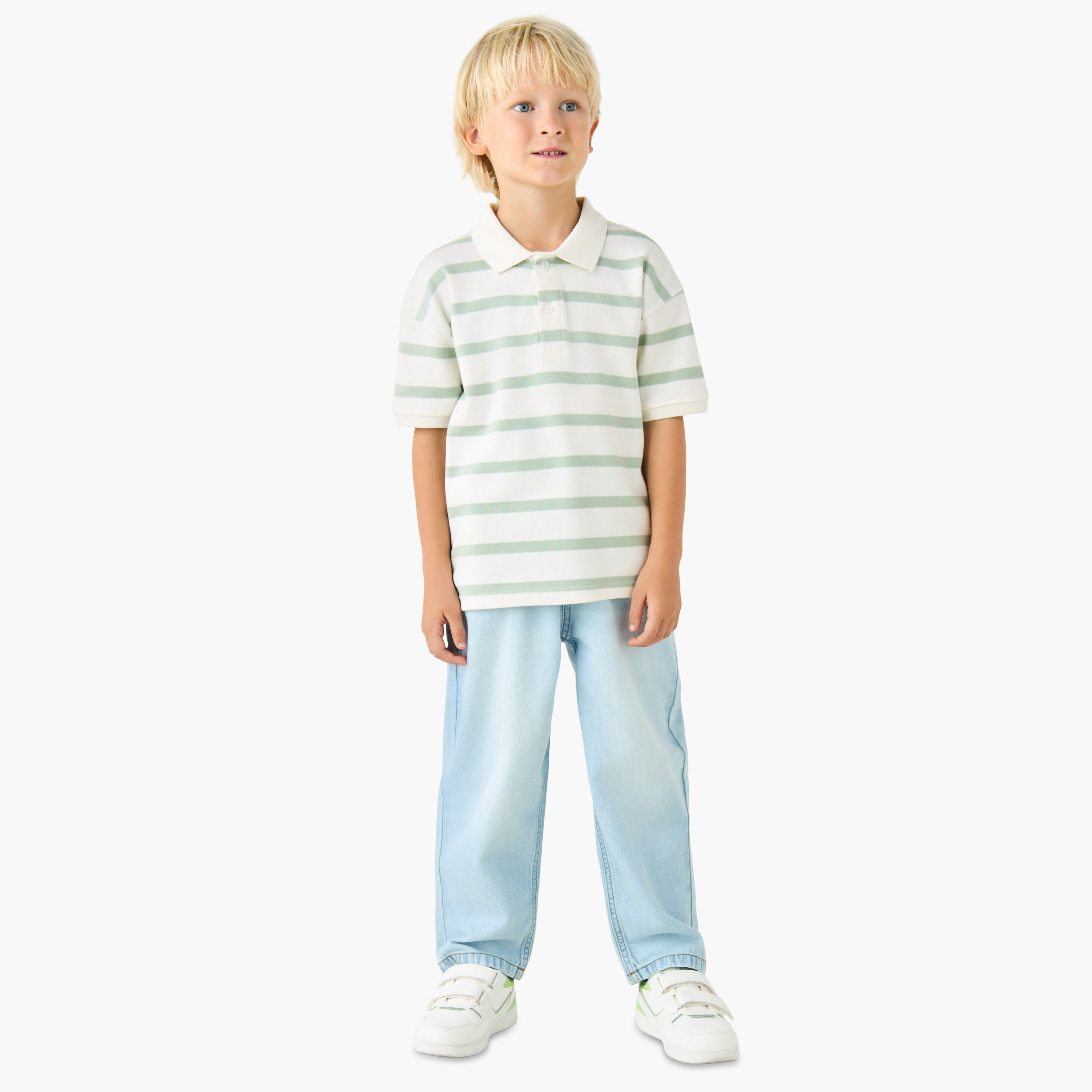 Juniors Collared Short Sleeves Polo T-shirt with Stripes-boys-clothing-tshirtsandpolos-image-2