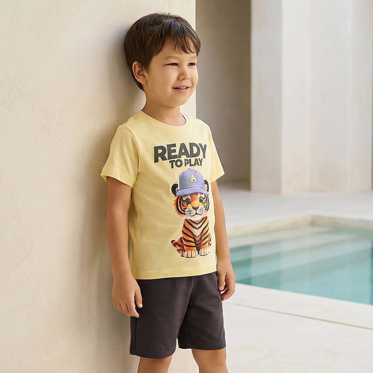 Juniors Crew Neck Short Sleeves T-shirt with Tiger Graphic Print-boys-clothing-tshirtsandpolos-image-1