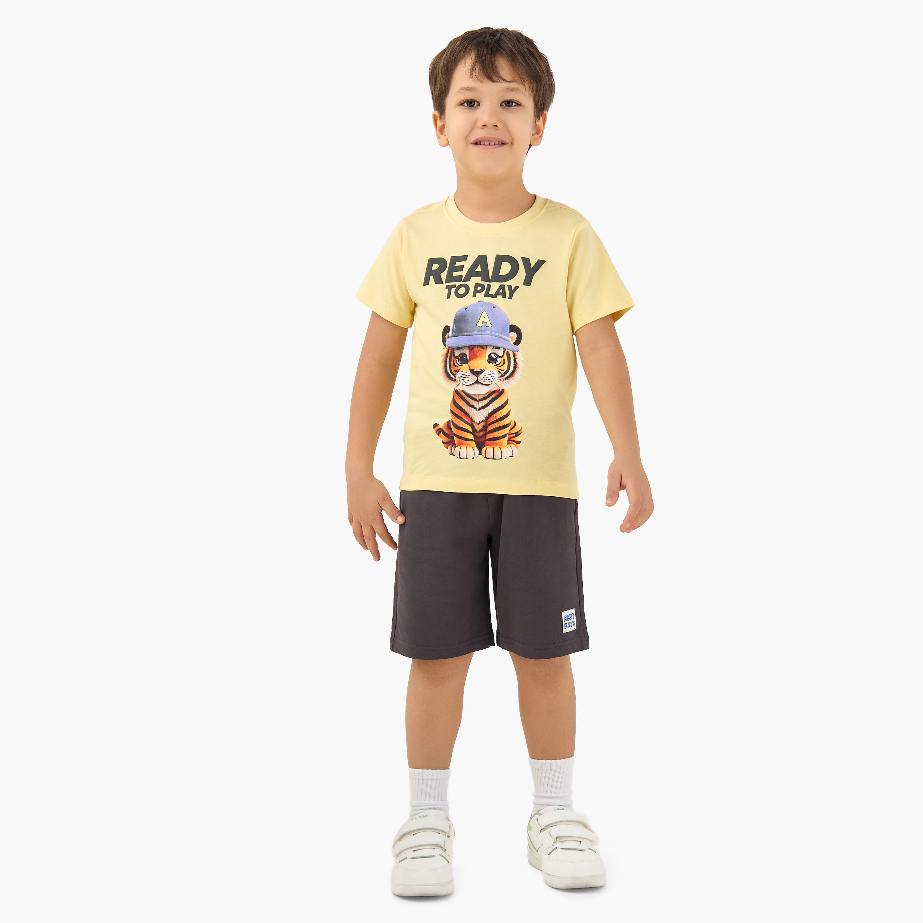 Juniors Crew Neck Short Sleeves T-shirt with Tiger Graphic Print-boys-clothing-tshirtsandpolos-image-2