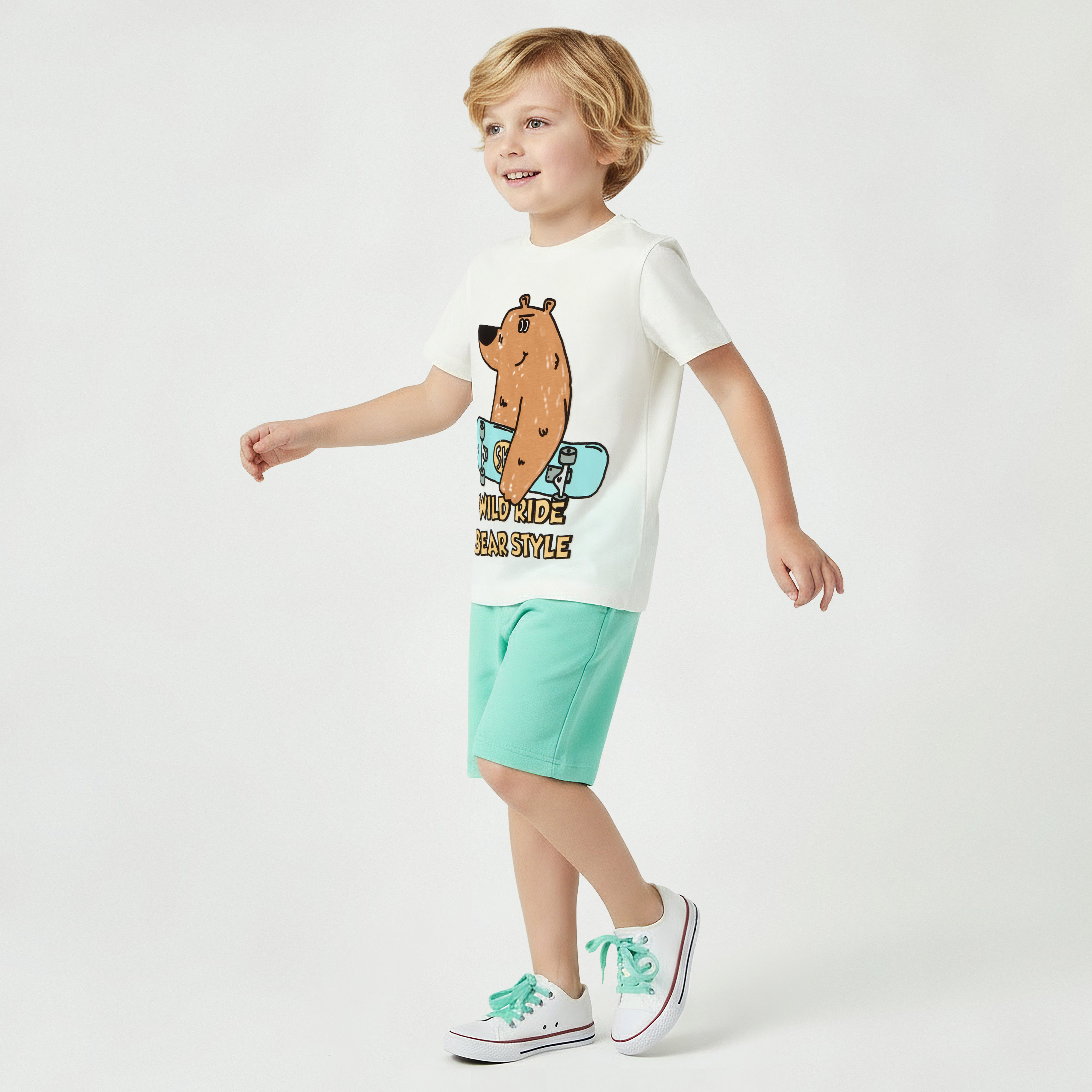 Juniors Crew Neck Short Sleeves T-shirt with Bear Skateboard Print-boys-clothing-tshirtsandpolos-image-3