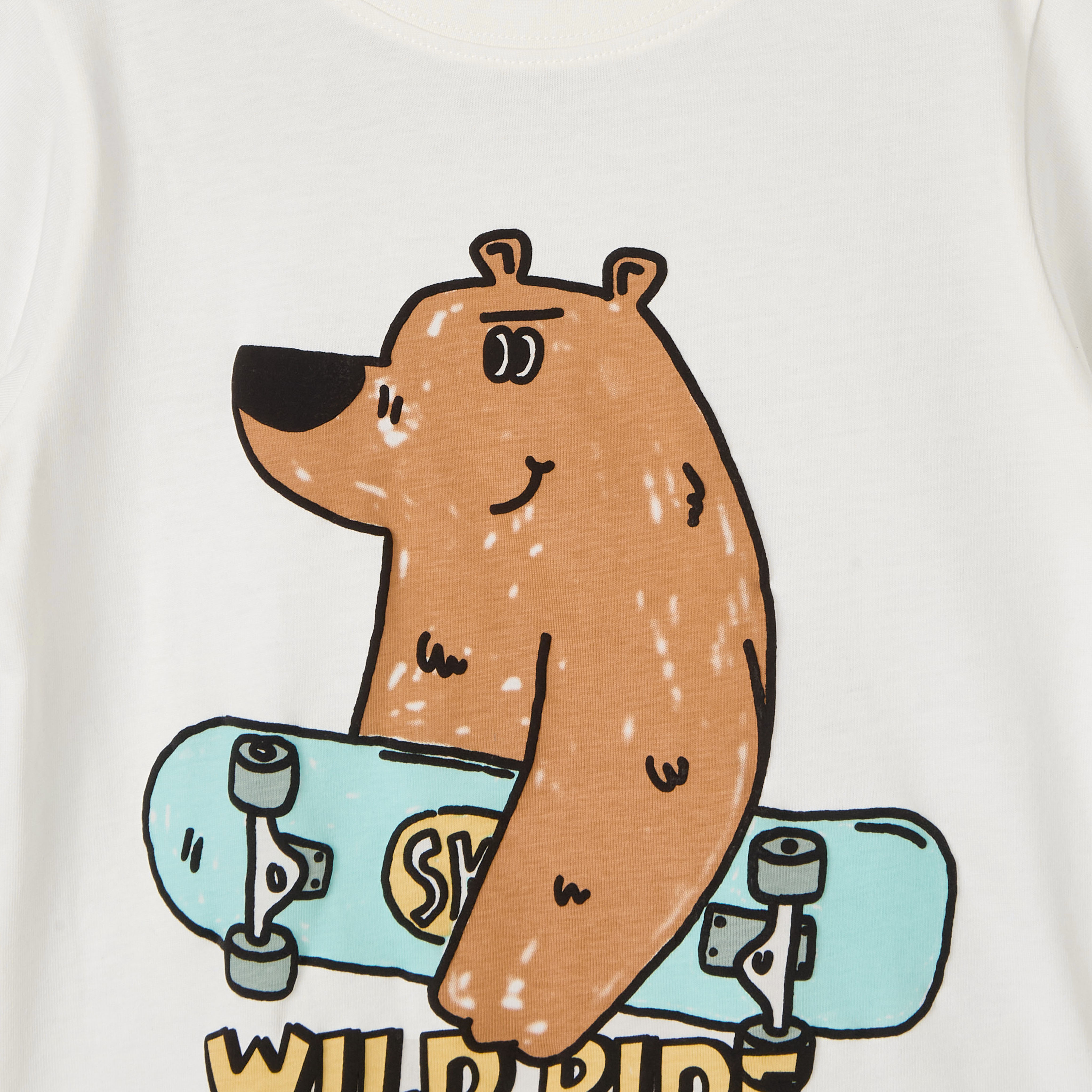 Juniors Crew Neck Short Sleeves T-shirt with Bear Skateboard Print-boys-clothing-tshirtsandpolos-image-4