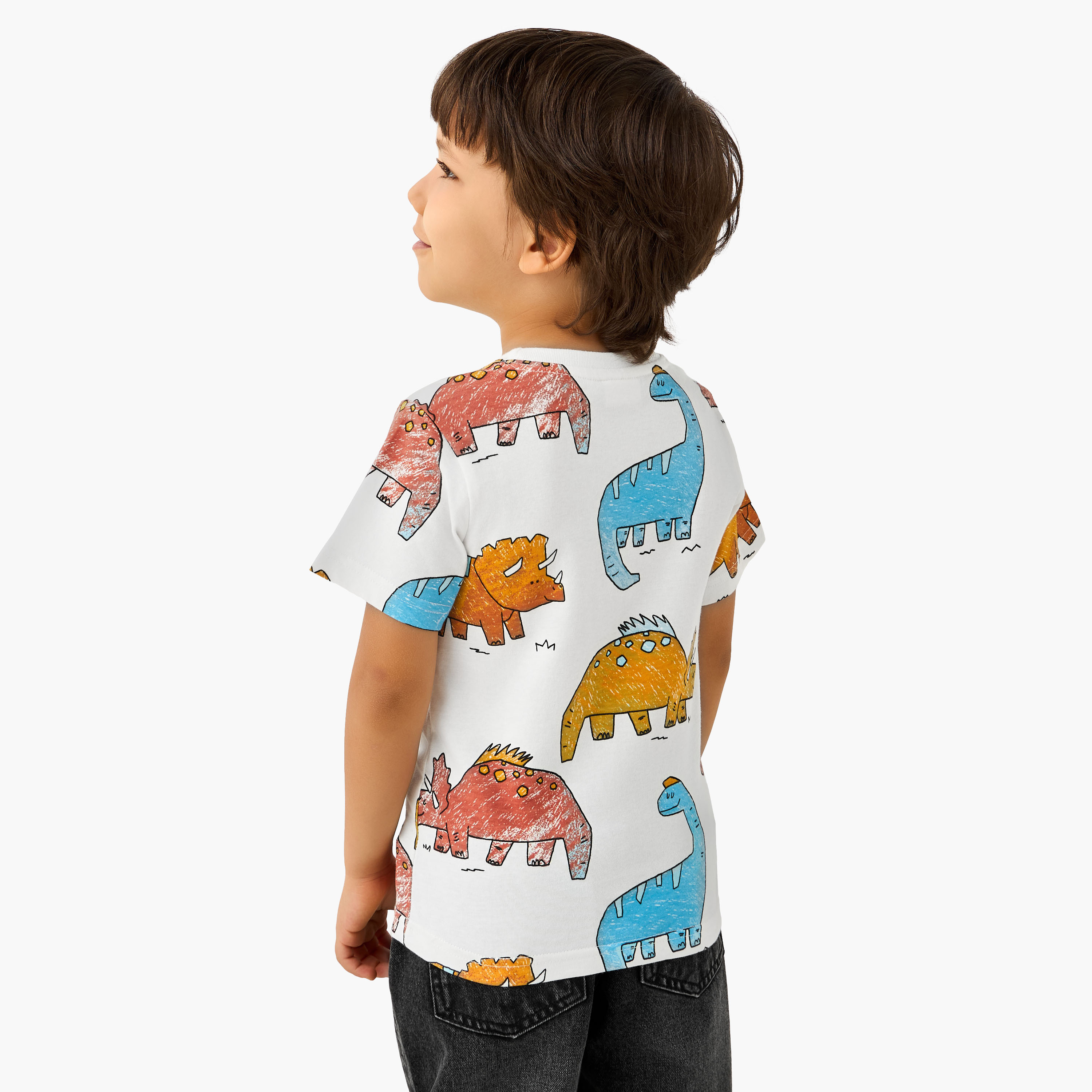 Juniors Crew Neck Short Sleeve T-shirt with Dinosaur Print-boys-clothing-tshirtsandpolos-image-3