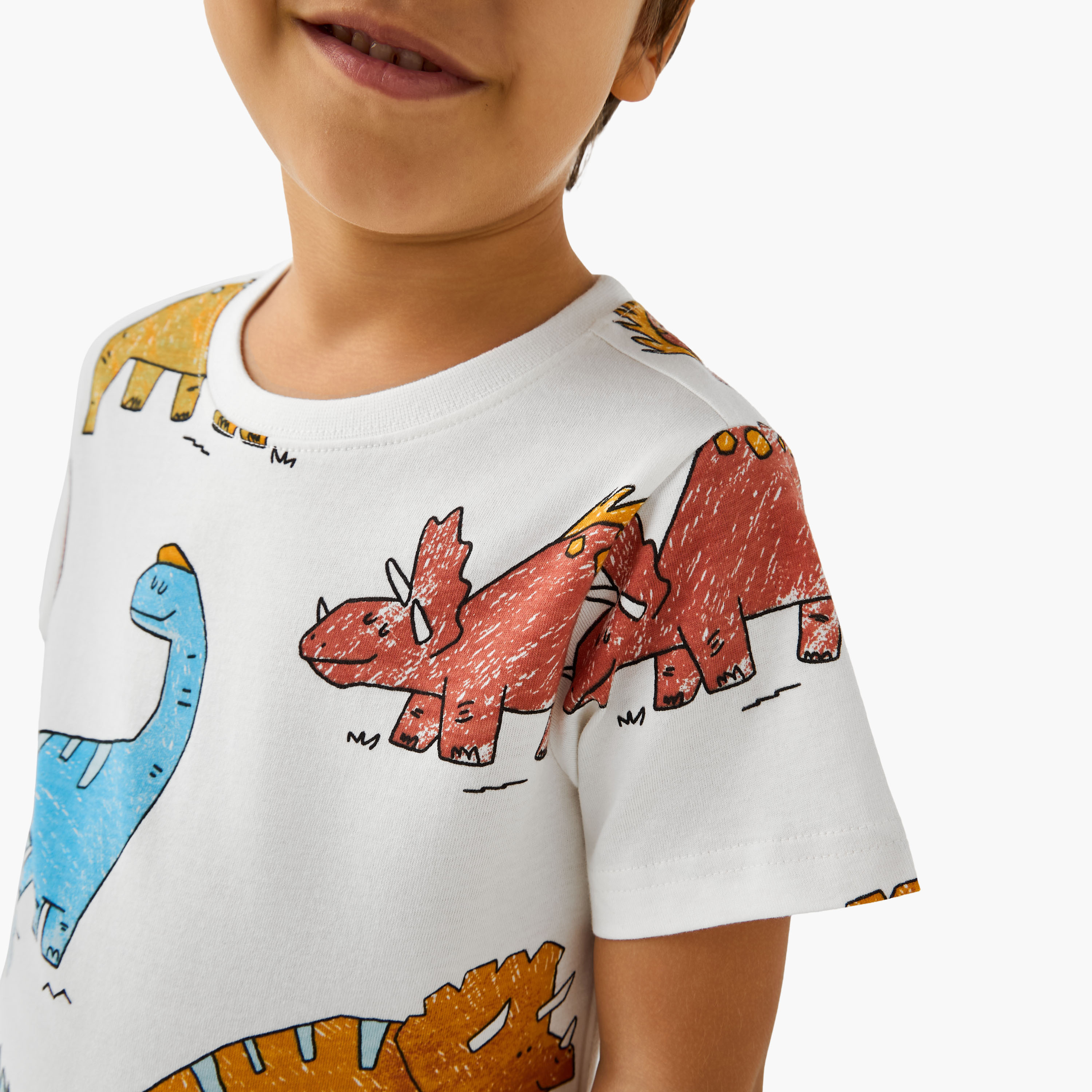 Juniors Crew Neck Short Sleeve T-shirt with Dinosaur Print-boys-clothing-tshirtsandpolos-image-4
