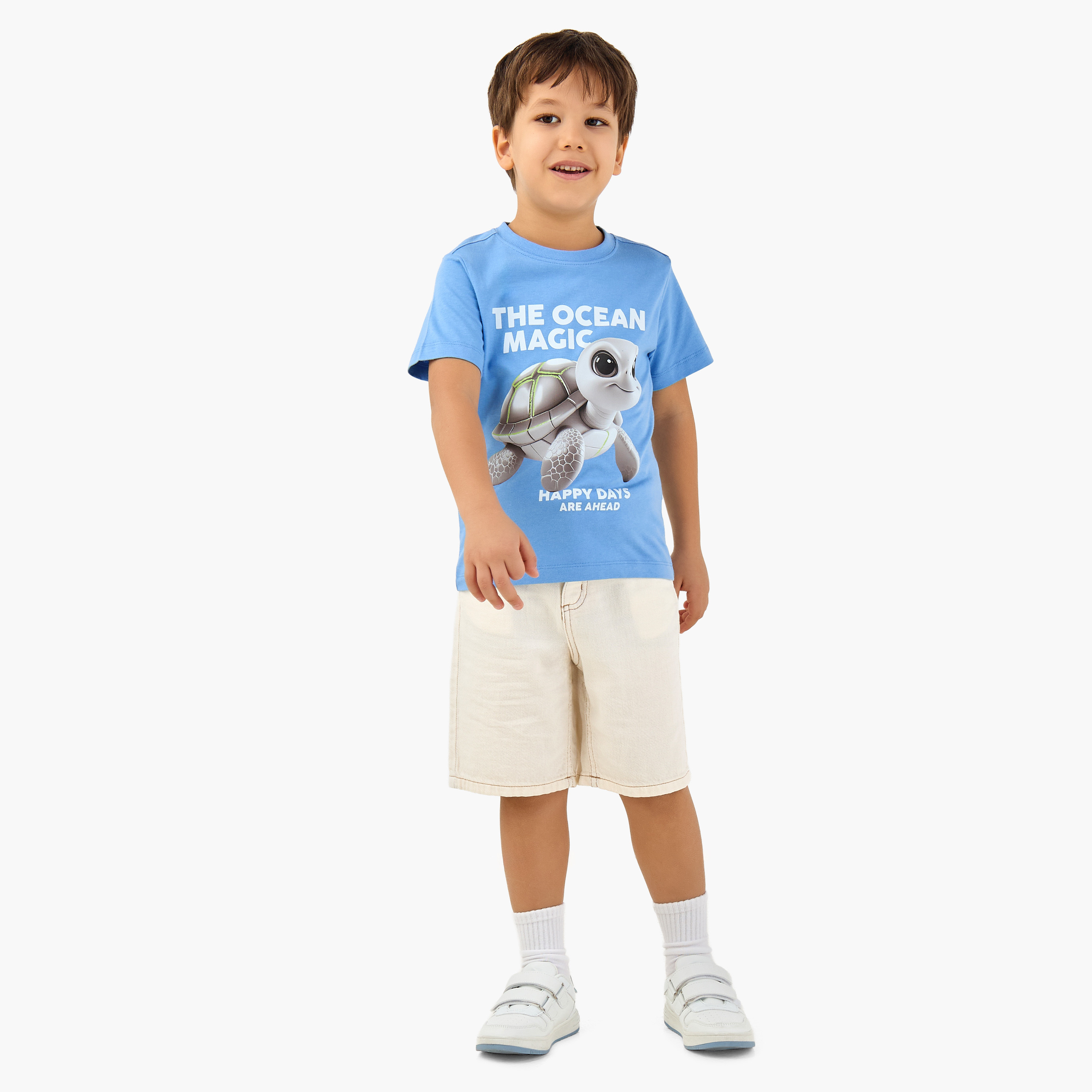 Juniors Crew Neck Short Sleeves T-shirt with Turtle Graphic Print-boys-clothing-tshirtsandpolos-image-2