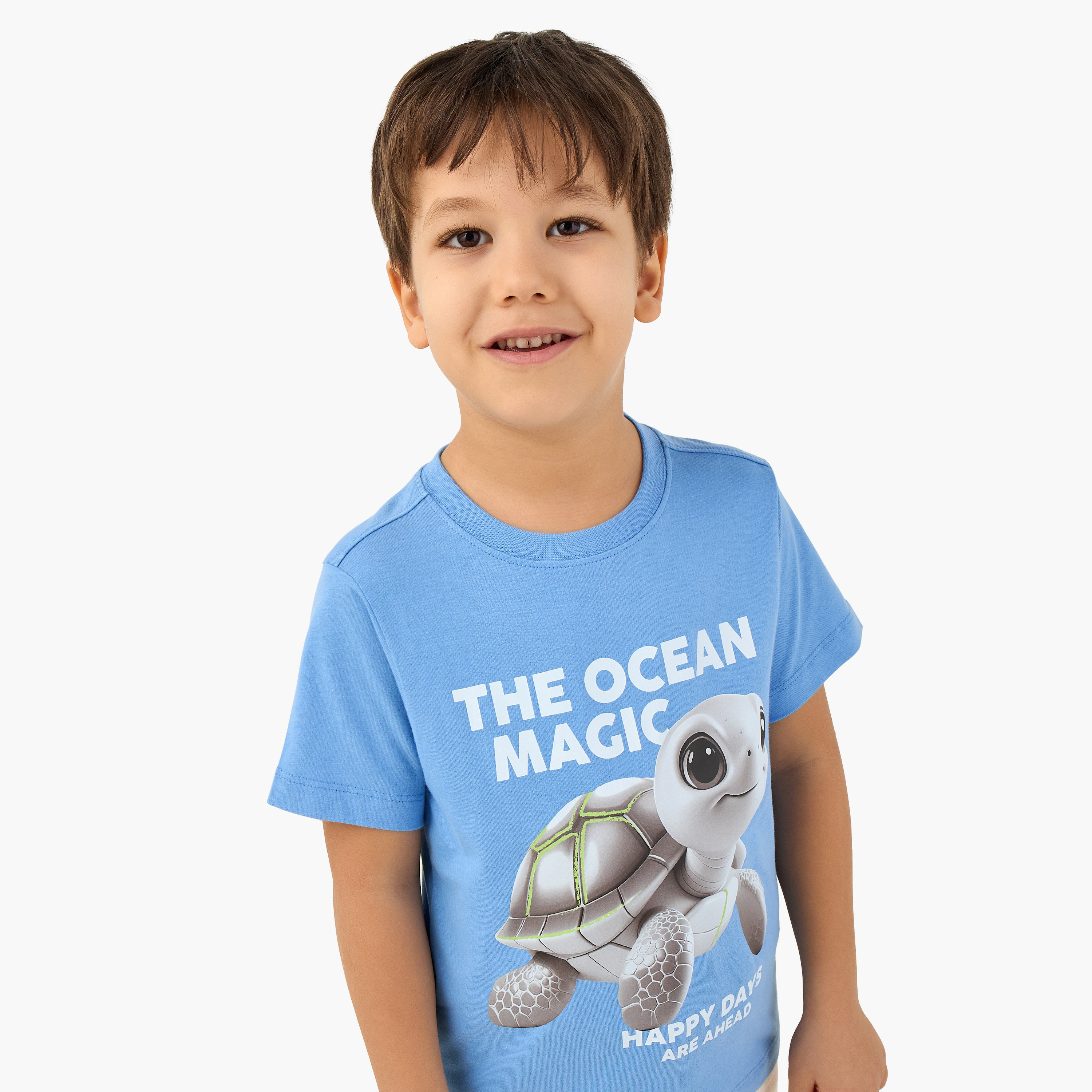 Juniors Crew Neck Short Sleeves T-shirt with Turtle Graphic Print-boys-clothing-tshirtsandpolos-image-4