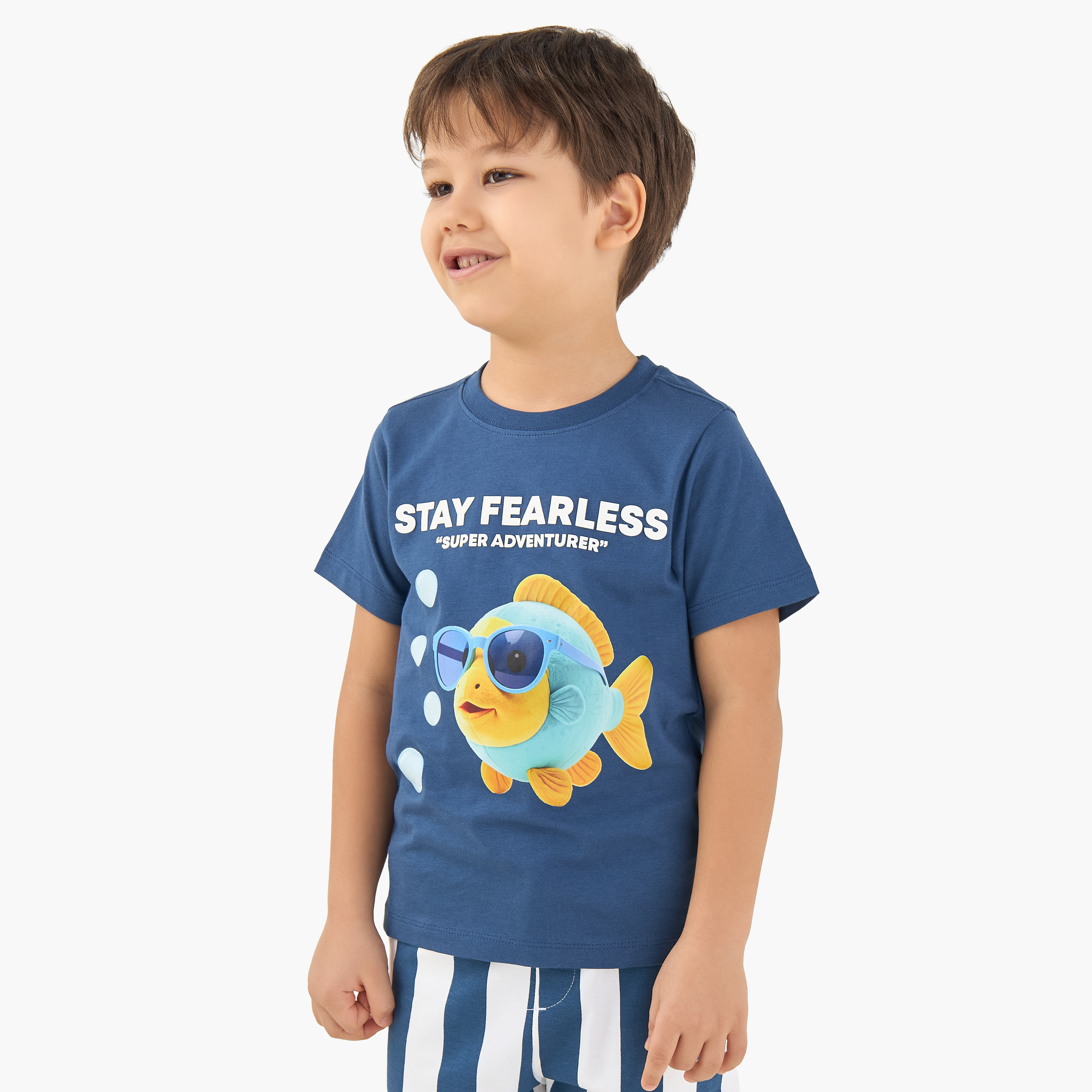 Juniors Crew Neck Short Sleeves T-shirt with Graphic Print-boys-clothing-tshirtsandpolos-image-1