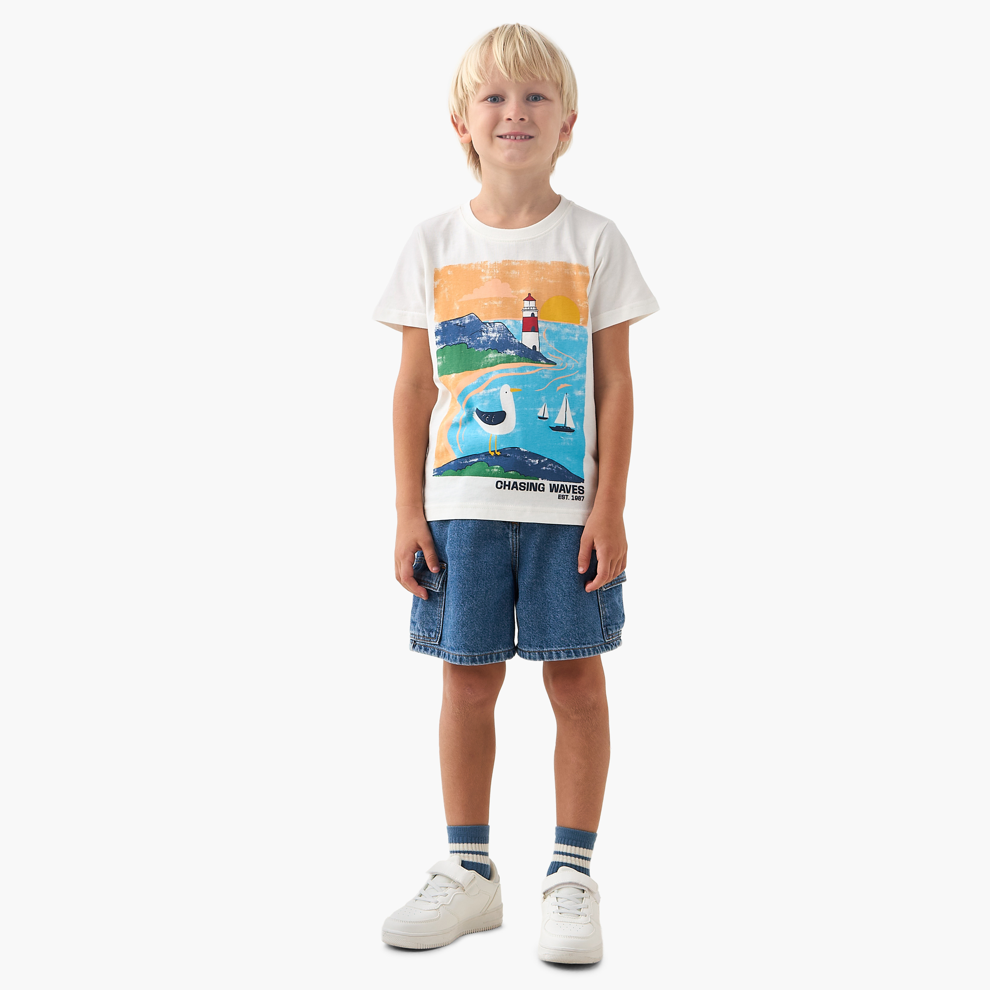 Juniors Crew Neck Short Sleeves T-shirt with Graphic Print-boys-clothing-tshirtsandpolos-image-2