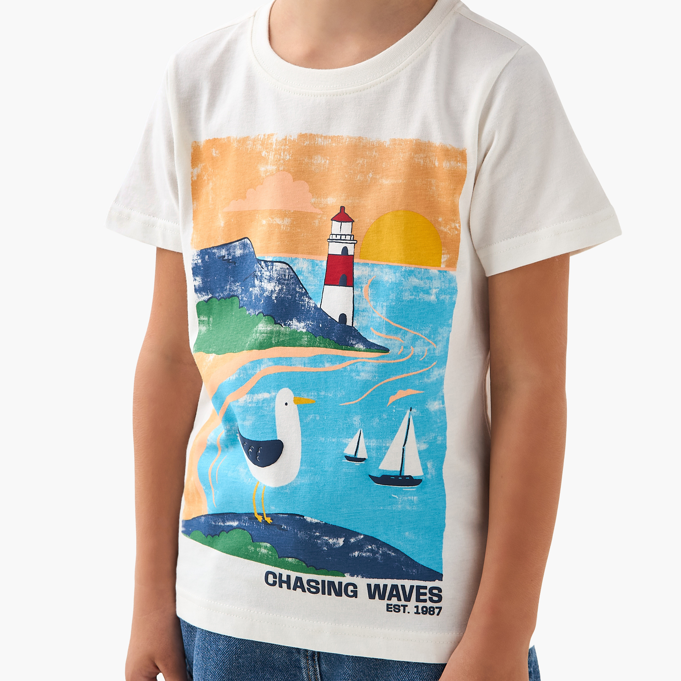 Juniors Crew Neck Short Sleeves T-shirt with Graphic Print-boys-clothing-tshirtsandpolos-image-4