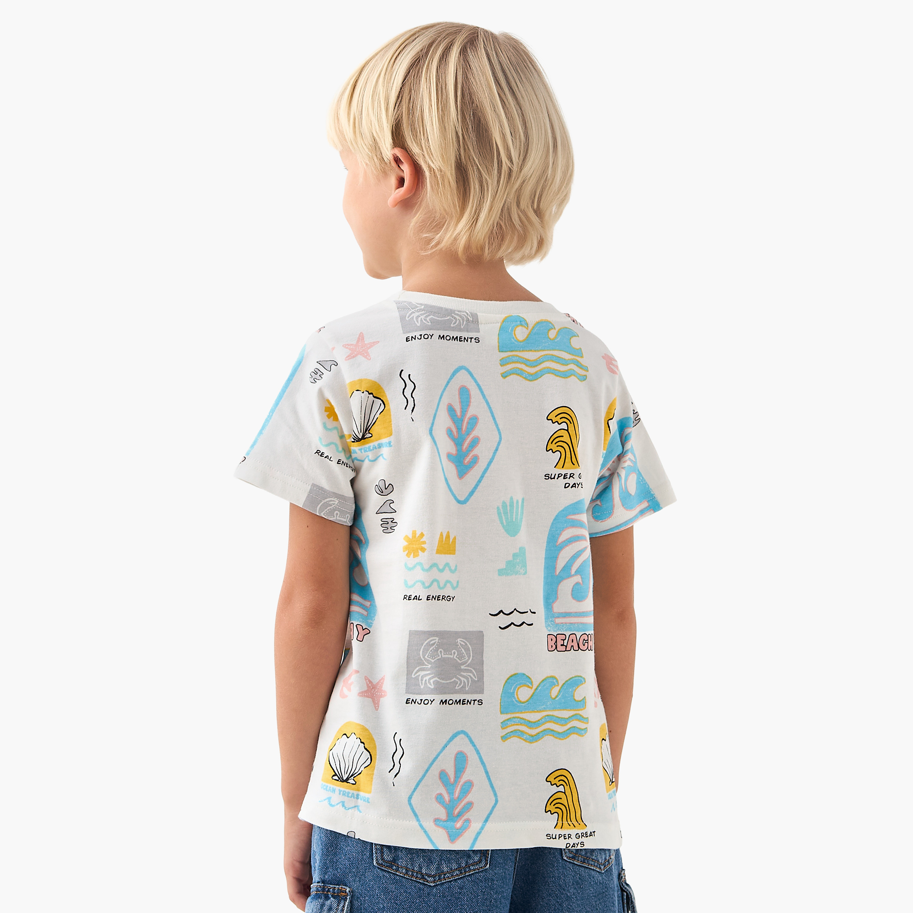 Juniors Round Neck Short Sleeves T-shirt with Graphic Print-boys-clothing-tshirtsandpolos-image-3