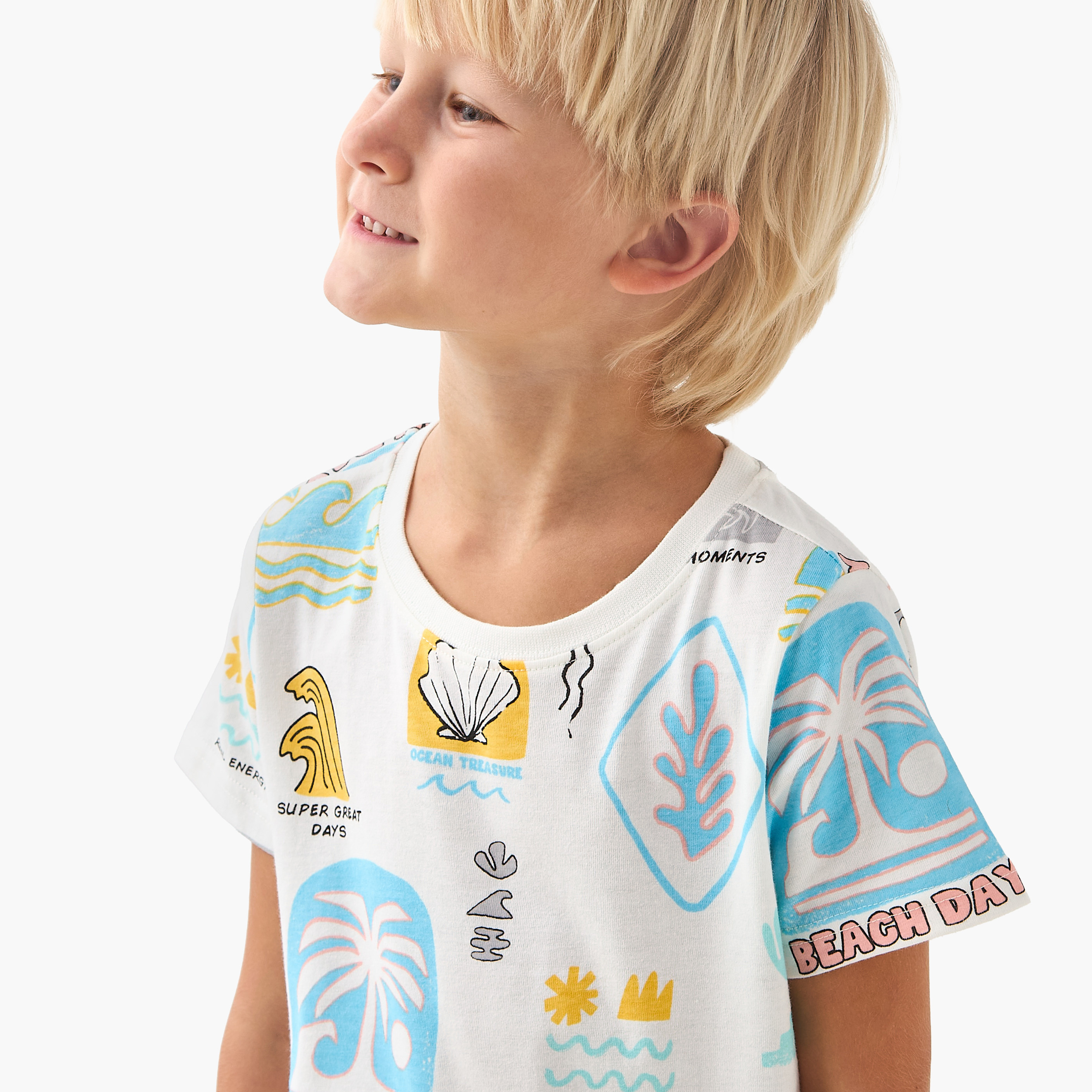 Juniors Round Neck Short Sleeves T-shirt with Graphic Print-boys-clothing-tshirtsandpolos-image-4