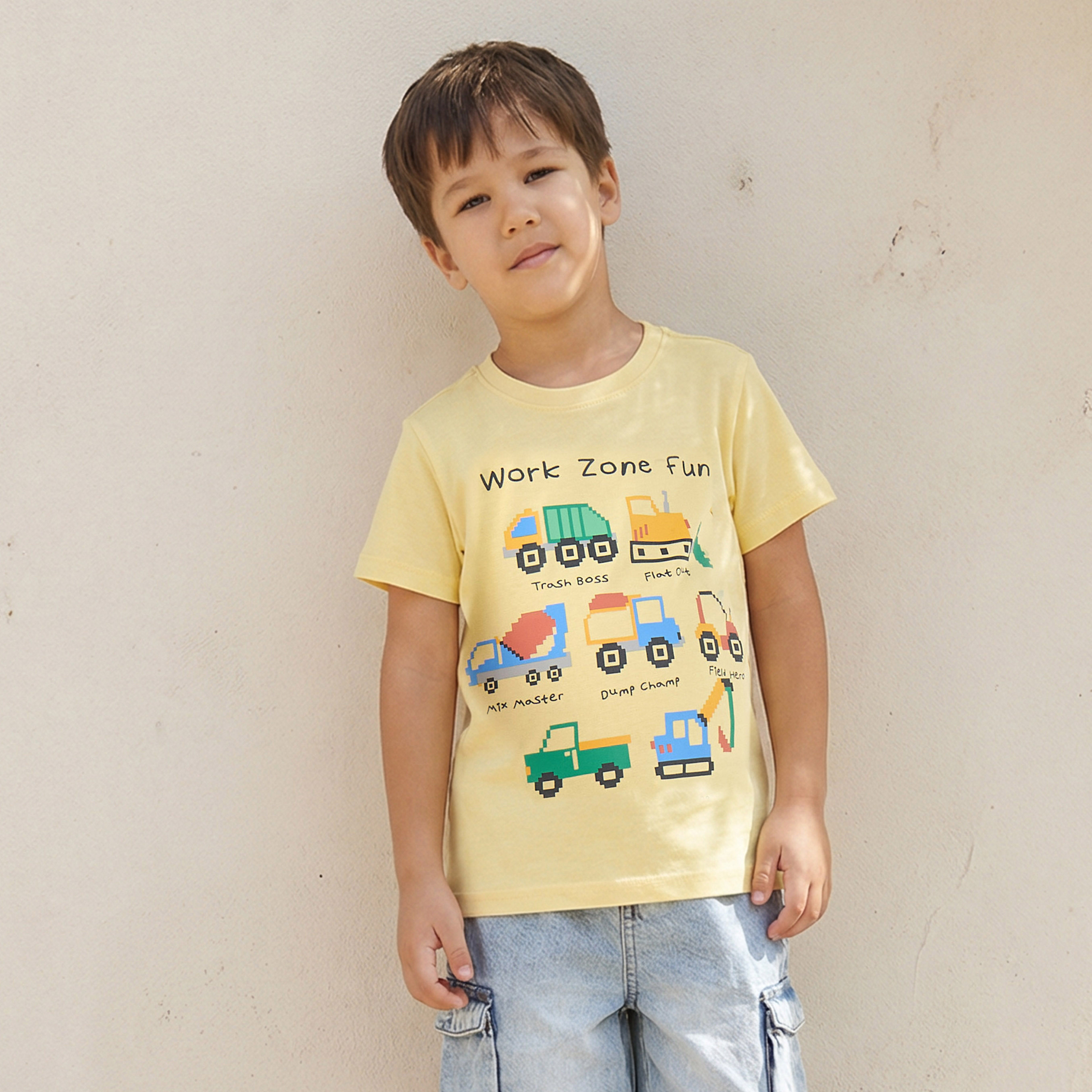 Juniors Crew Neck Short Sleeves T-shirt with Vehicle Print-boys-clothing-tshirtsandpolos-image-1