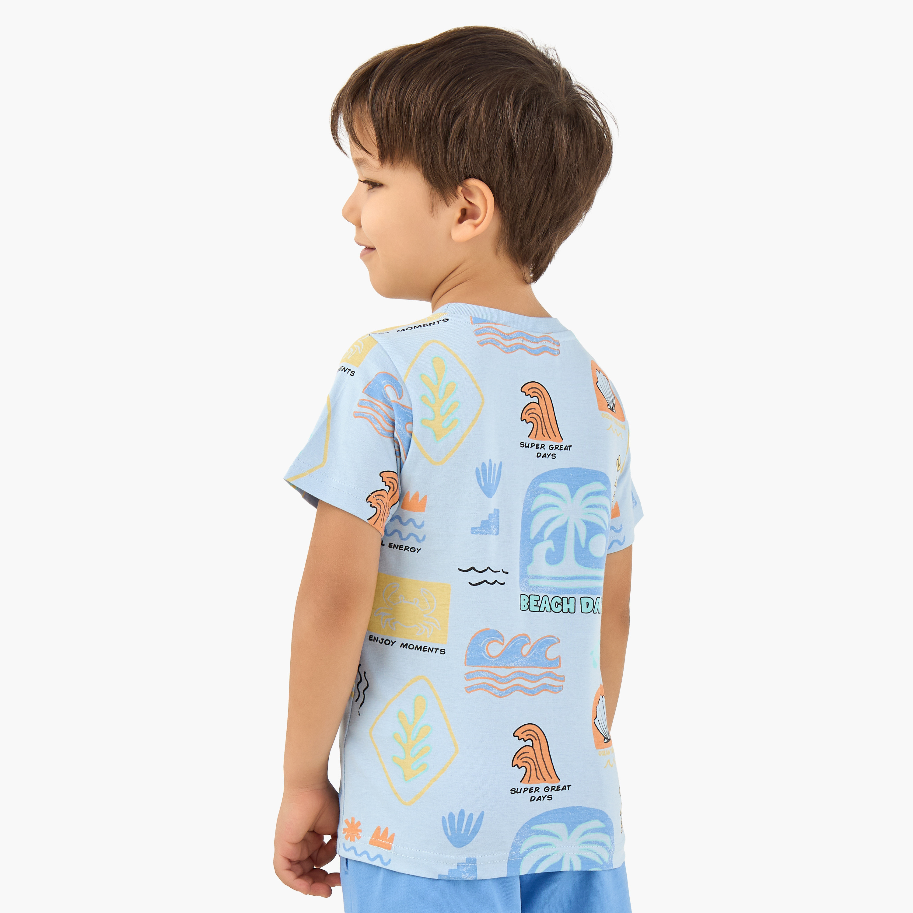 Juniors Crew Neck Short Sleeves T-shirt with Beach Print-boys-clothing-tshirtsandpolos-image-3