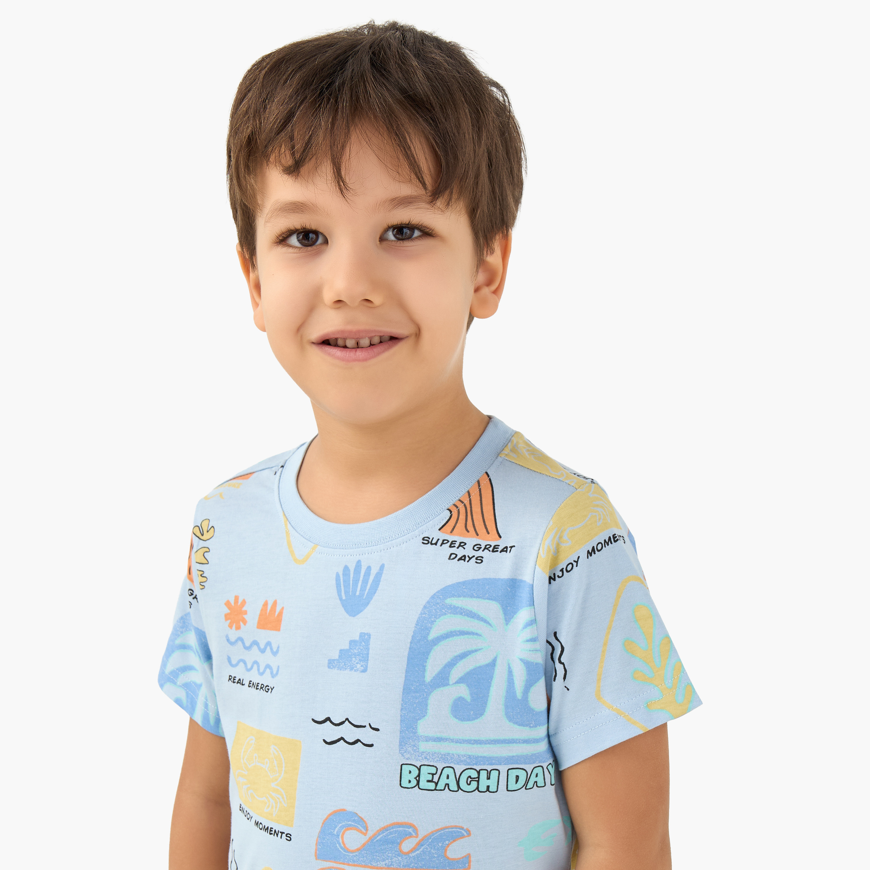 Juniors Crew Neck Short Sleeves T-shirt with Beach Print-boys-clothing-tshirtsandpolos-image-4