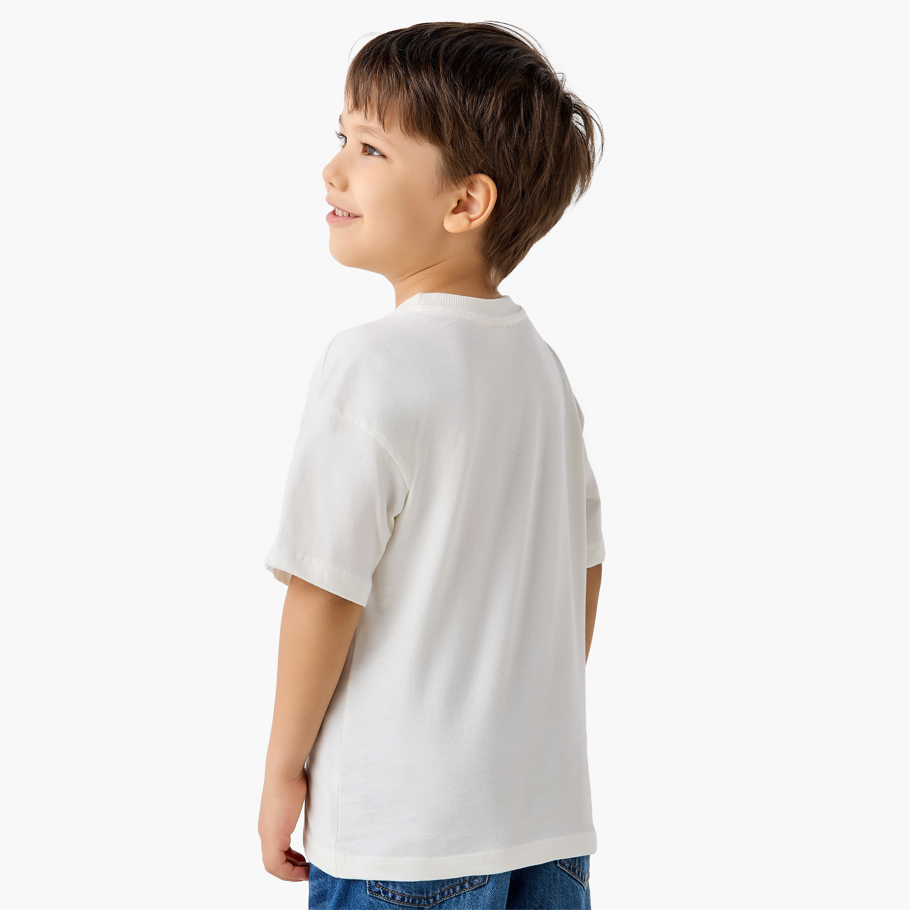 Juniors Crew Neck Short Sleeves T-shirt with Dinosaur Embossed-boys-clothing-tshirtsandpolos-image-3