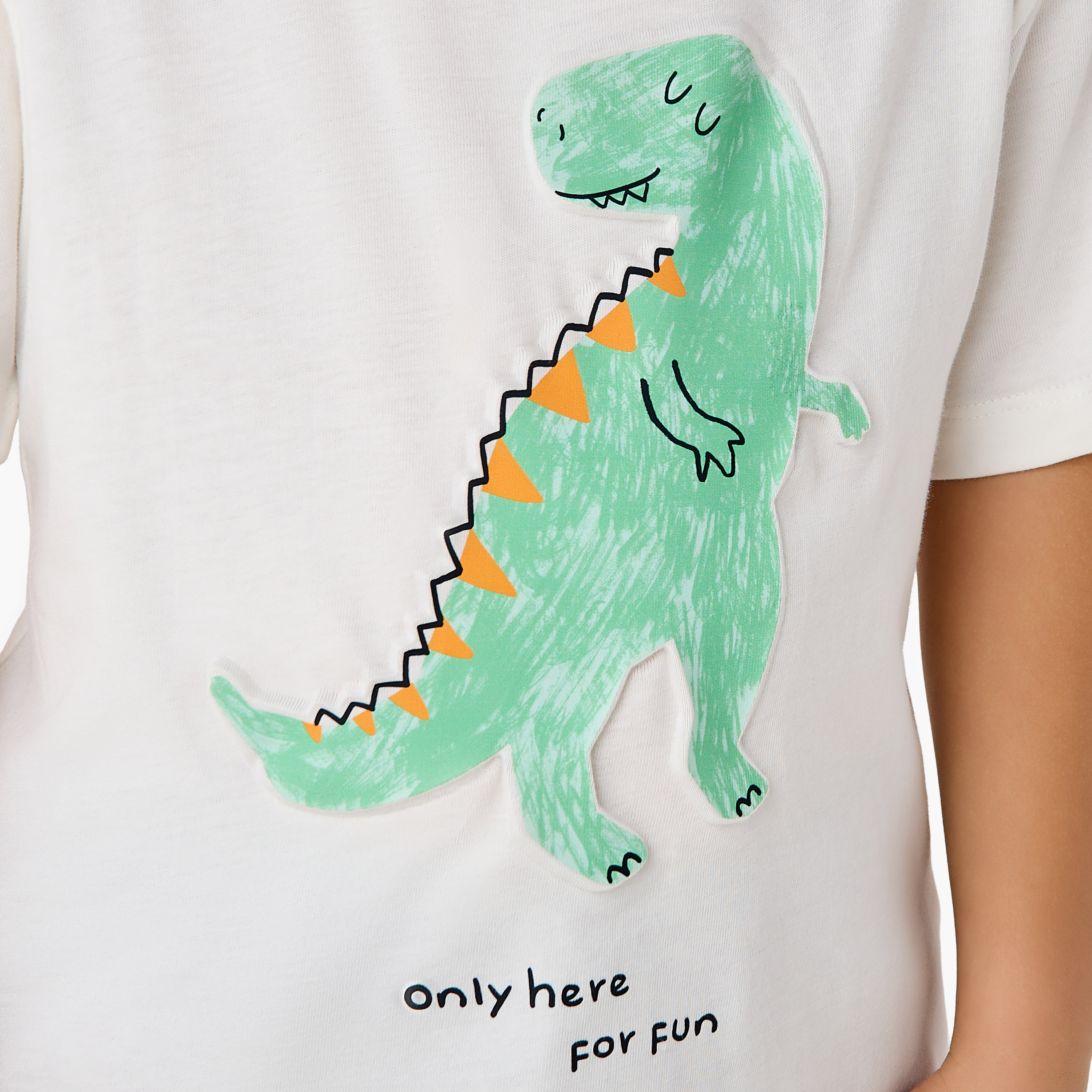Juniors Crew Neck Short Sleeves T-shirt with Dinosaur Embossed-boys-clothing-tshirtsandpolos-image-5