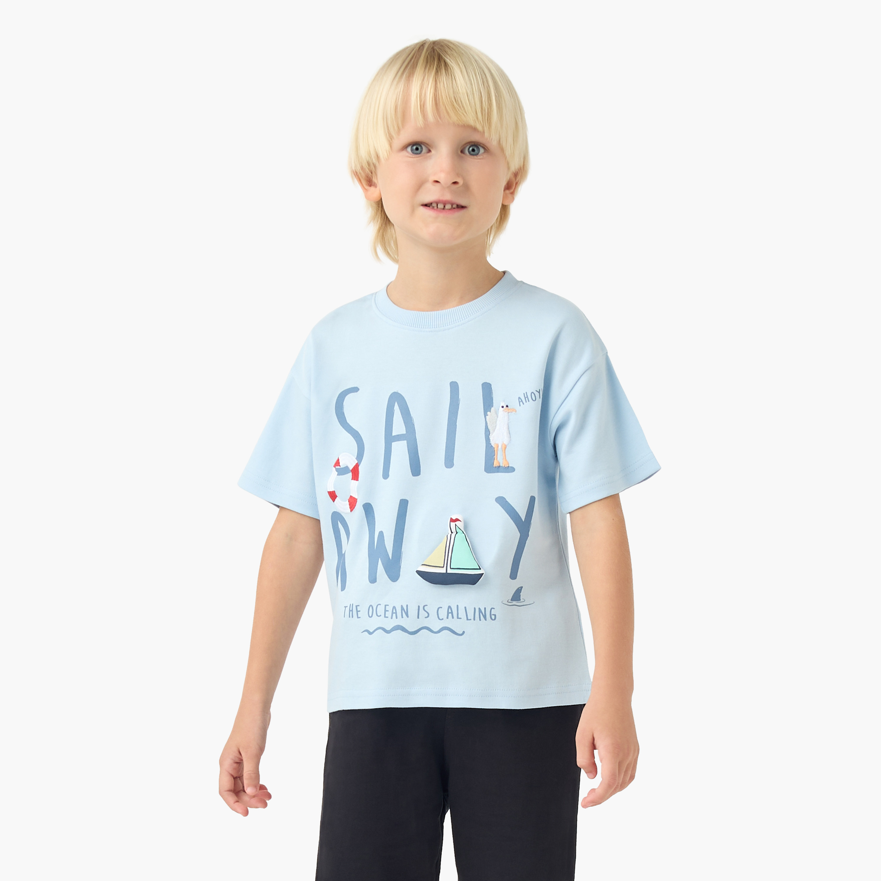 Juniors Crew Neck Short Sleeves T-shirt with Print-boys-clothing-tshirtsandpolos-image-1