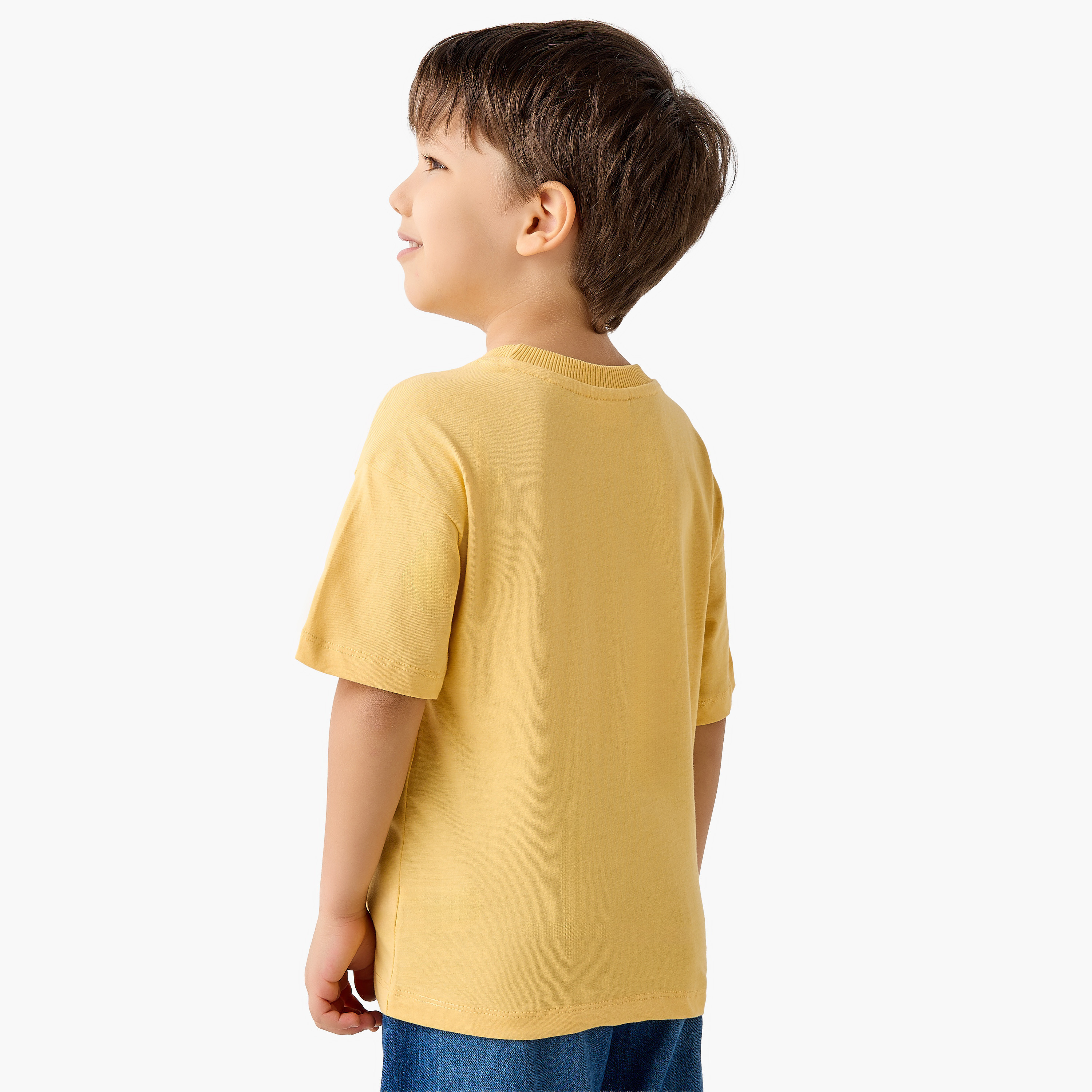 Juniors Crew Neck Short Sleeves T-shirt with Slogan Embossed-boys-clothing-tshirtsandpolos-image-3