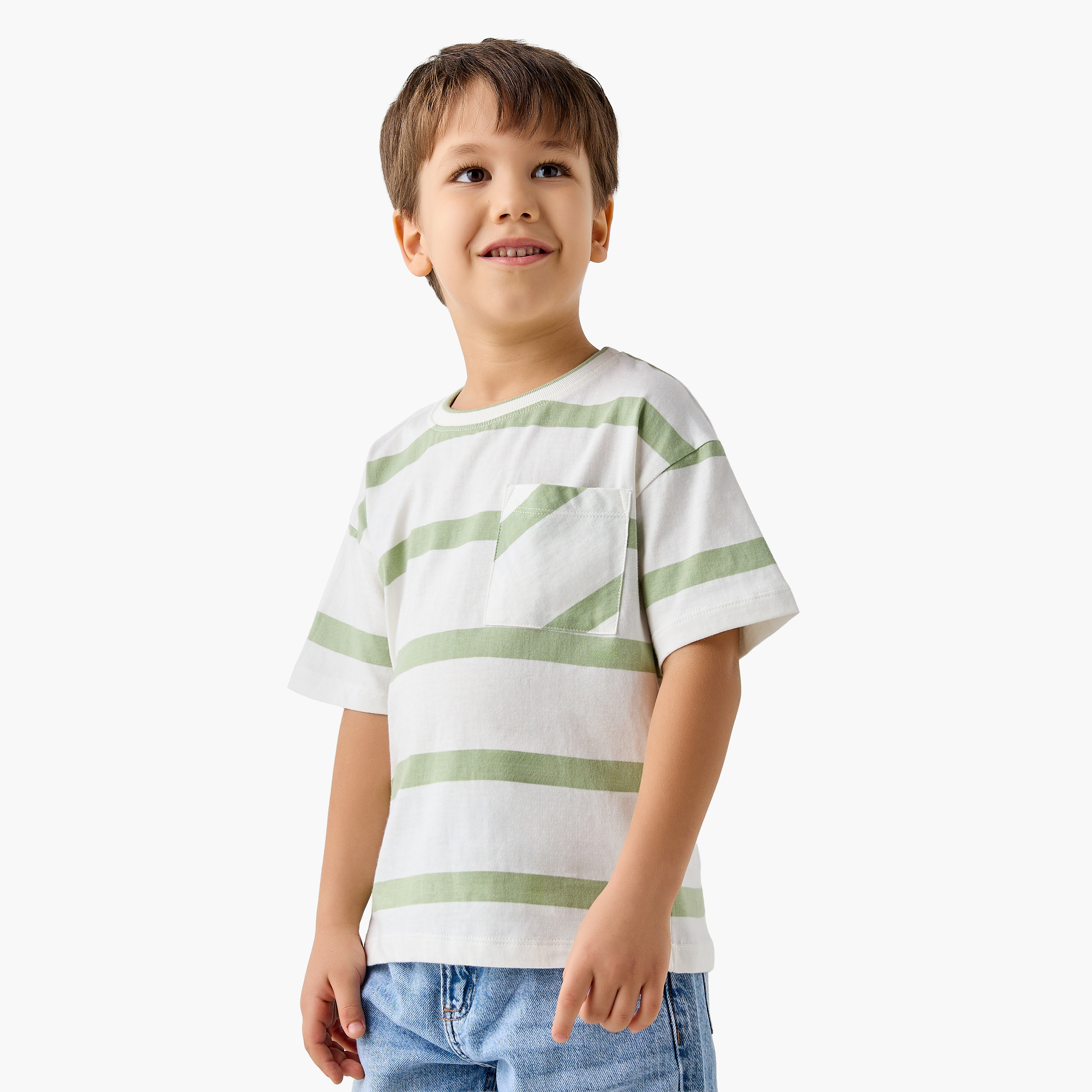 Juniors Crew Neck Short Sleeves T-shirt with Stripes-boys-clothing-tshirtsandpolos-image-1