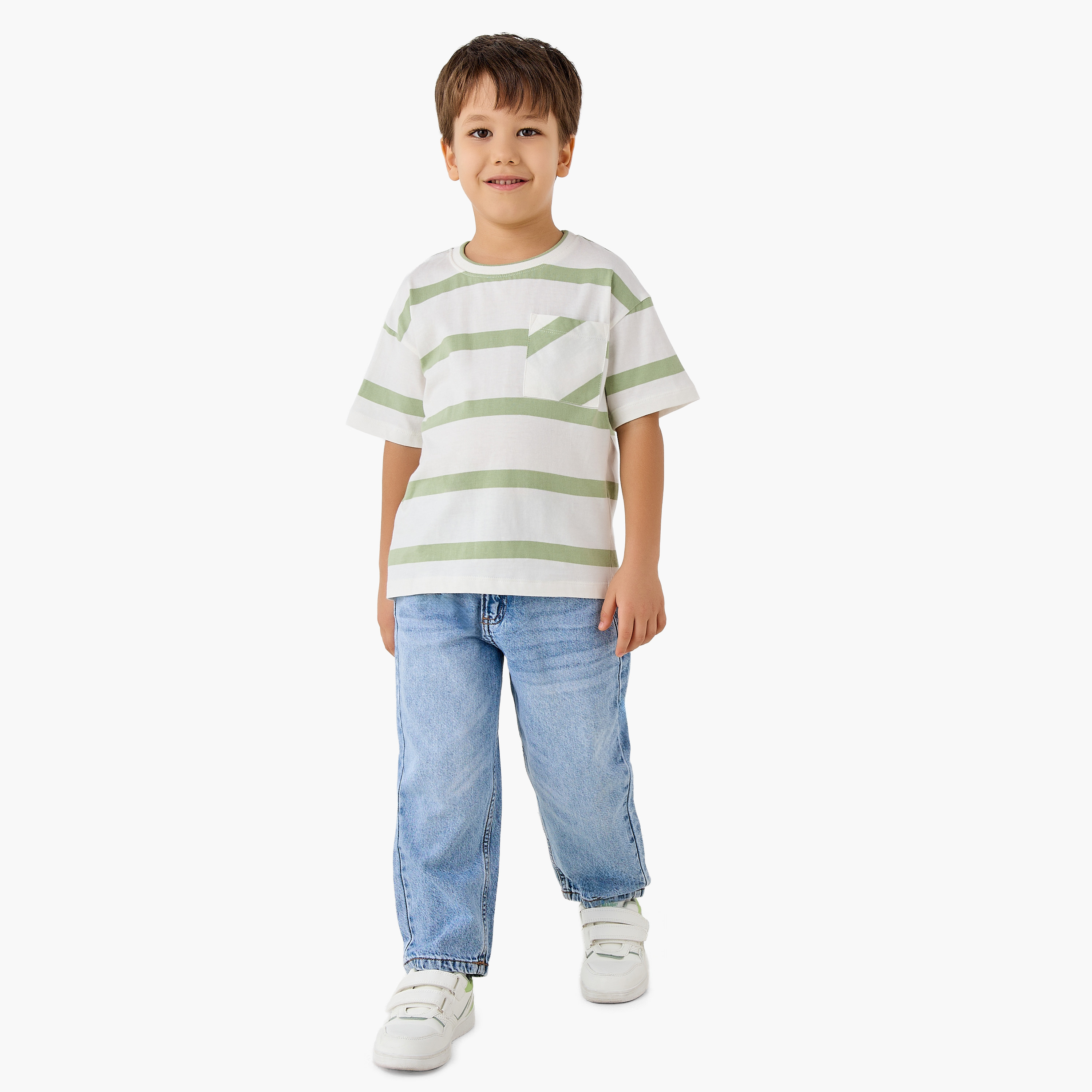 Juniors Crew Neck Short Sleeves T-shirt with Stripes-boys-clothing-tshirtsandpolos-image-2