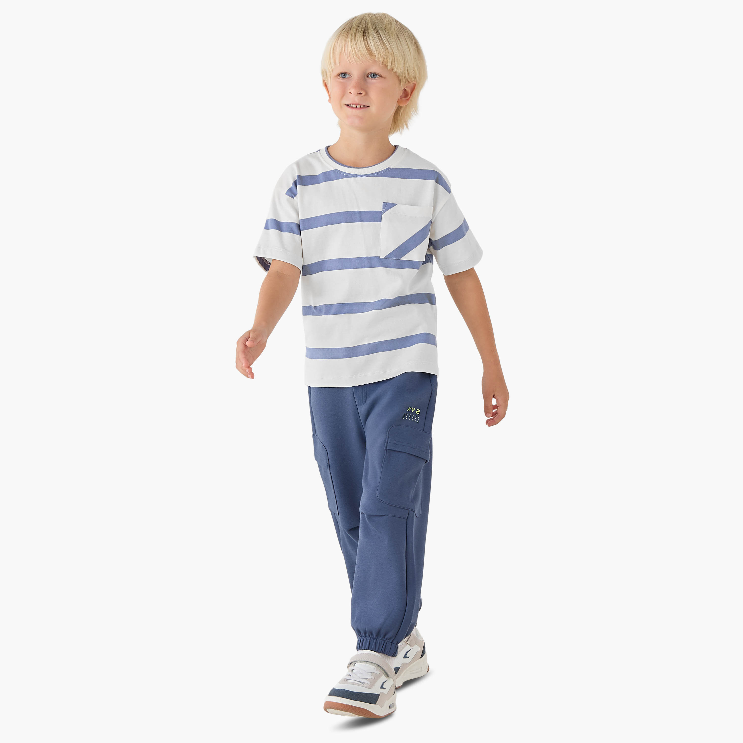 Juniors Crew Neck Short Sleeves T-shirt with Stripes-boys-clothing-tshirtsandpolos-image-2
