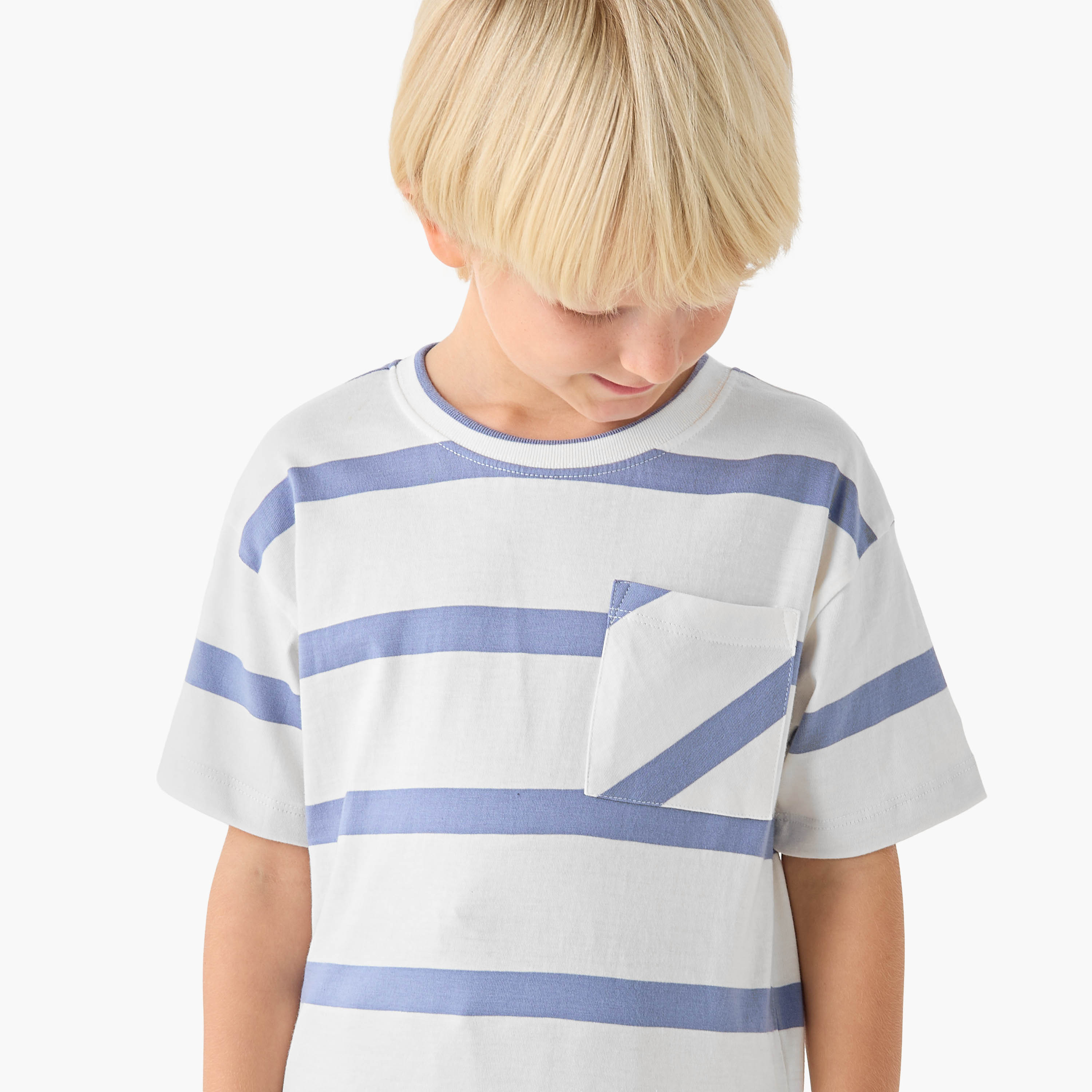 Juniors Crew Neck Short Sleeves T-shirt with Stripes-boys-clothing-tshirtsandpolos-image-4