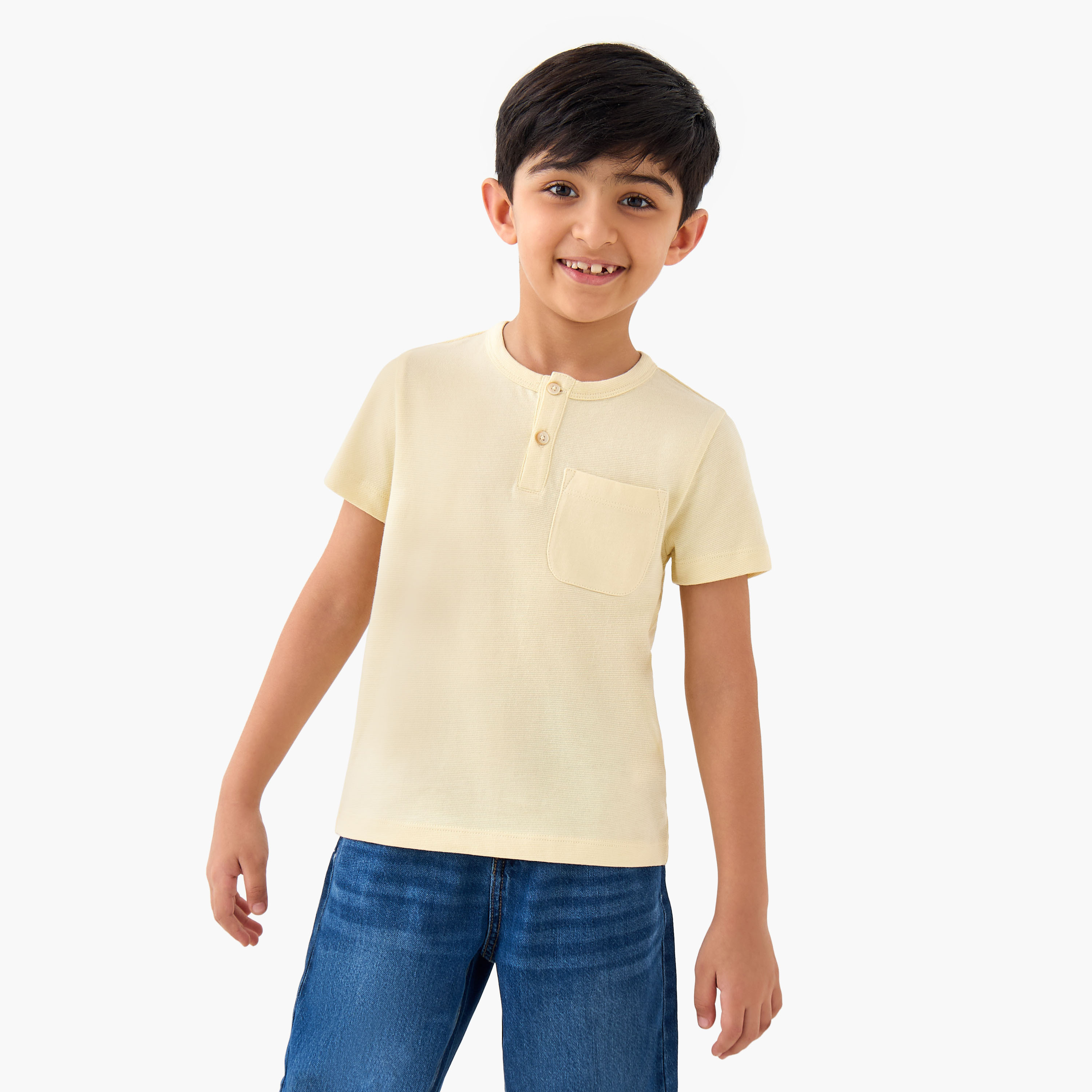 Juniors Henley Neck T-shirt with Pocket - Cotton - Short Sleeves-boys-clothing-tshirtsandpolos-image-1