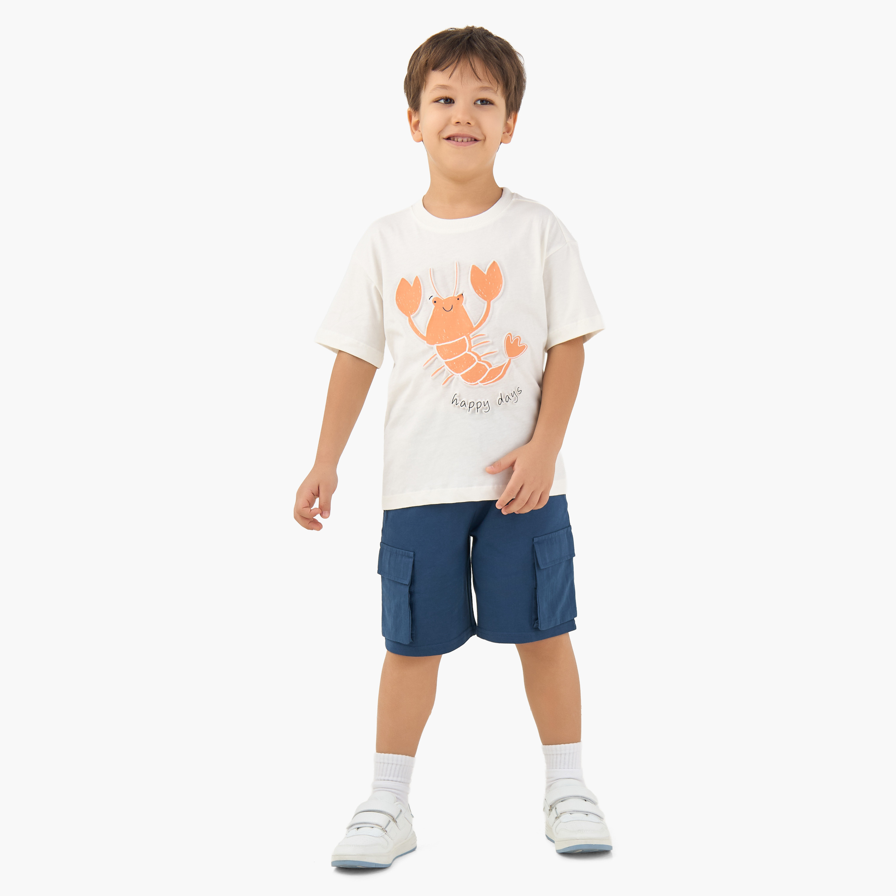 Juniors Crew Neck Short Sleeves T-shirt with Lobster Embossed Design-boys-clothing-tshirtsandpolos-image-2