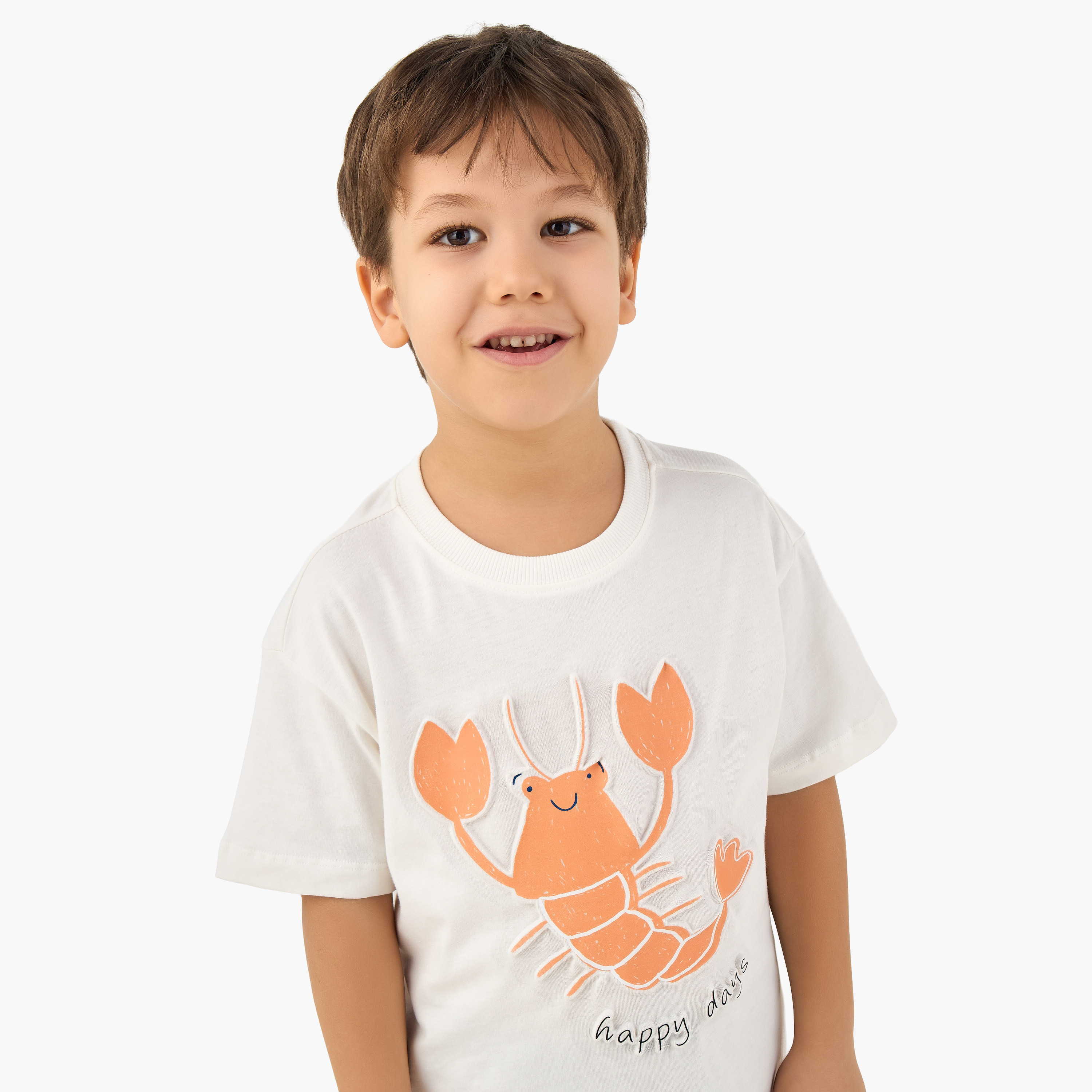 Juniors Crew Neck Short Sleeves T-shirt with Lobster Embossed Design-boys-clothing-tshirtsandpolos-image-4