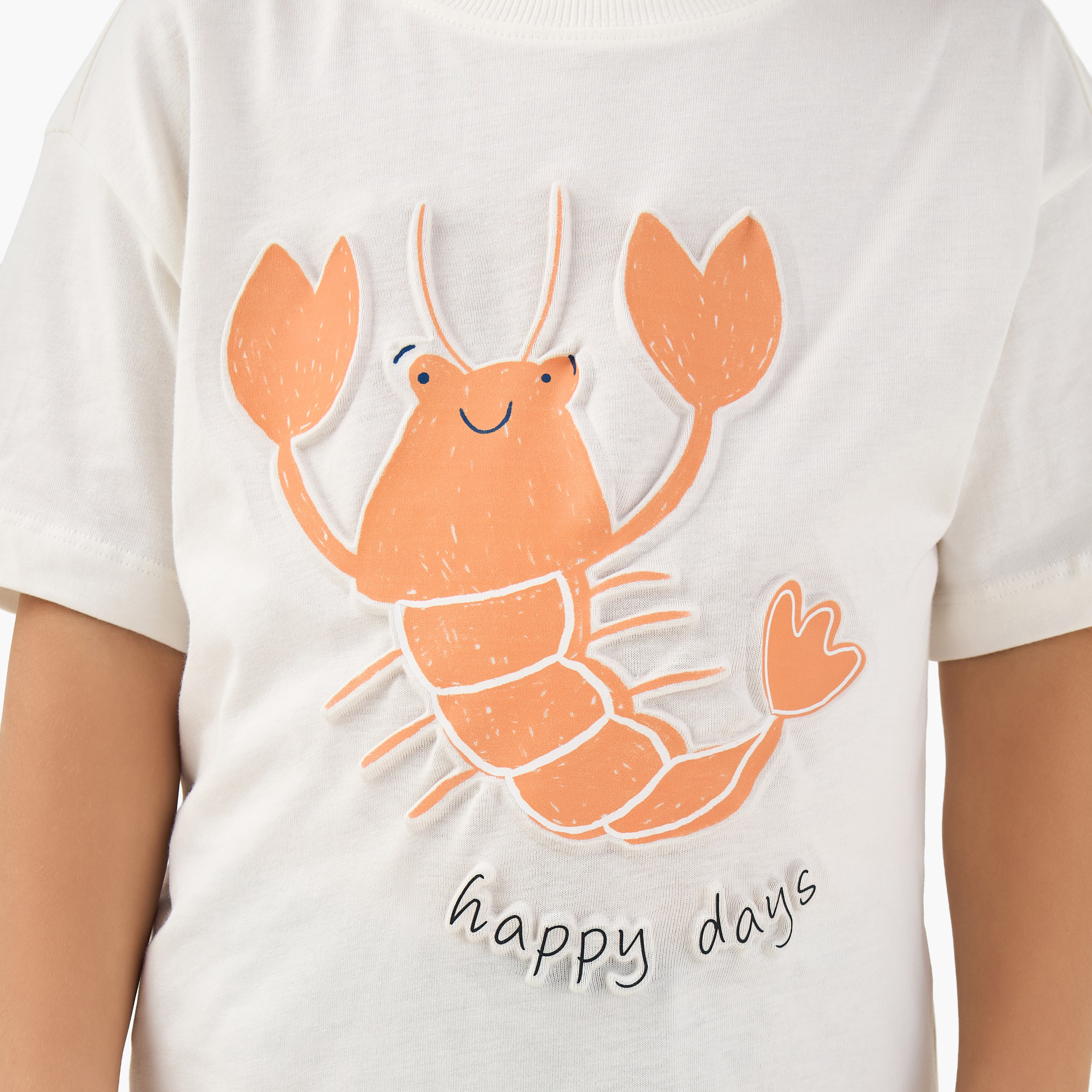 Juniors Crew Neck Short Sleeves T-shirt with Lobster Embossed Design-boys-clothing-tshirtsandpolos-image-5
