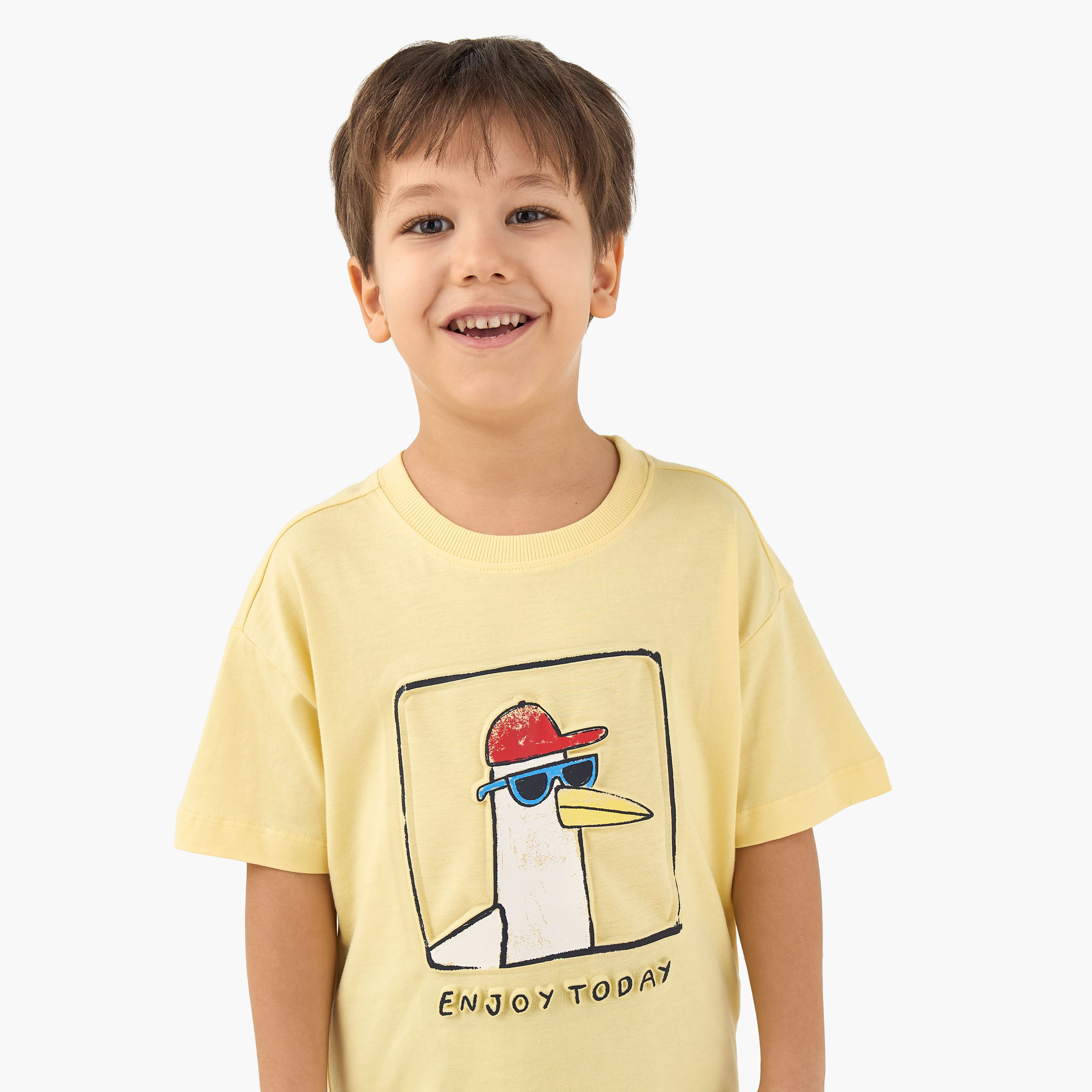 Juniors Crew Neck Short Sleeves T-shirt with Duck Embossed Design-boys-clothing-tshirtsandpolos-image-4