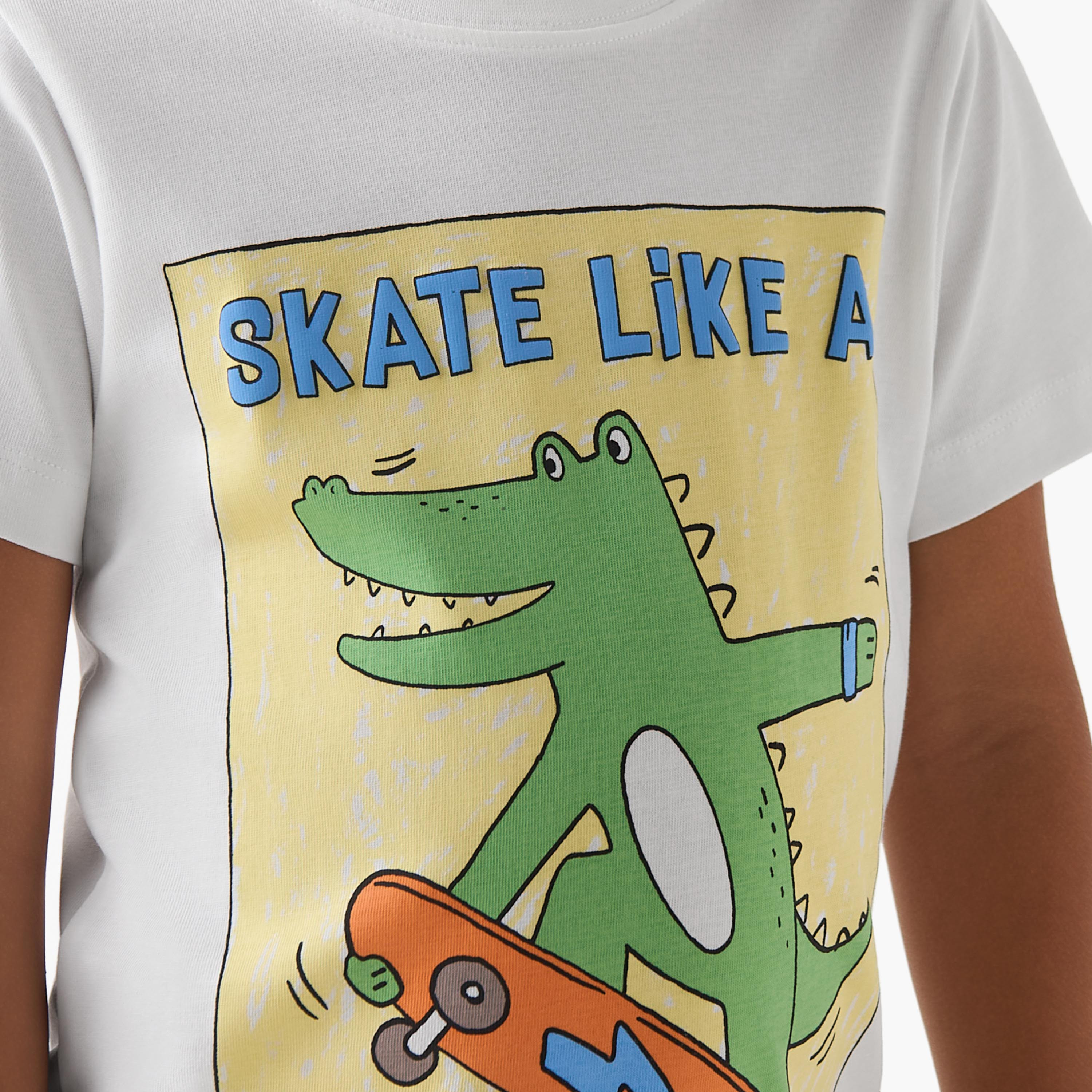 Juniors Crew Neck Short Sleeves T-shirt with Crocodile Graphic Print-boys-clothing-tshirtsandpolos-image-5