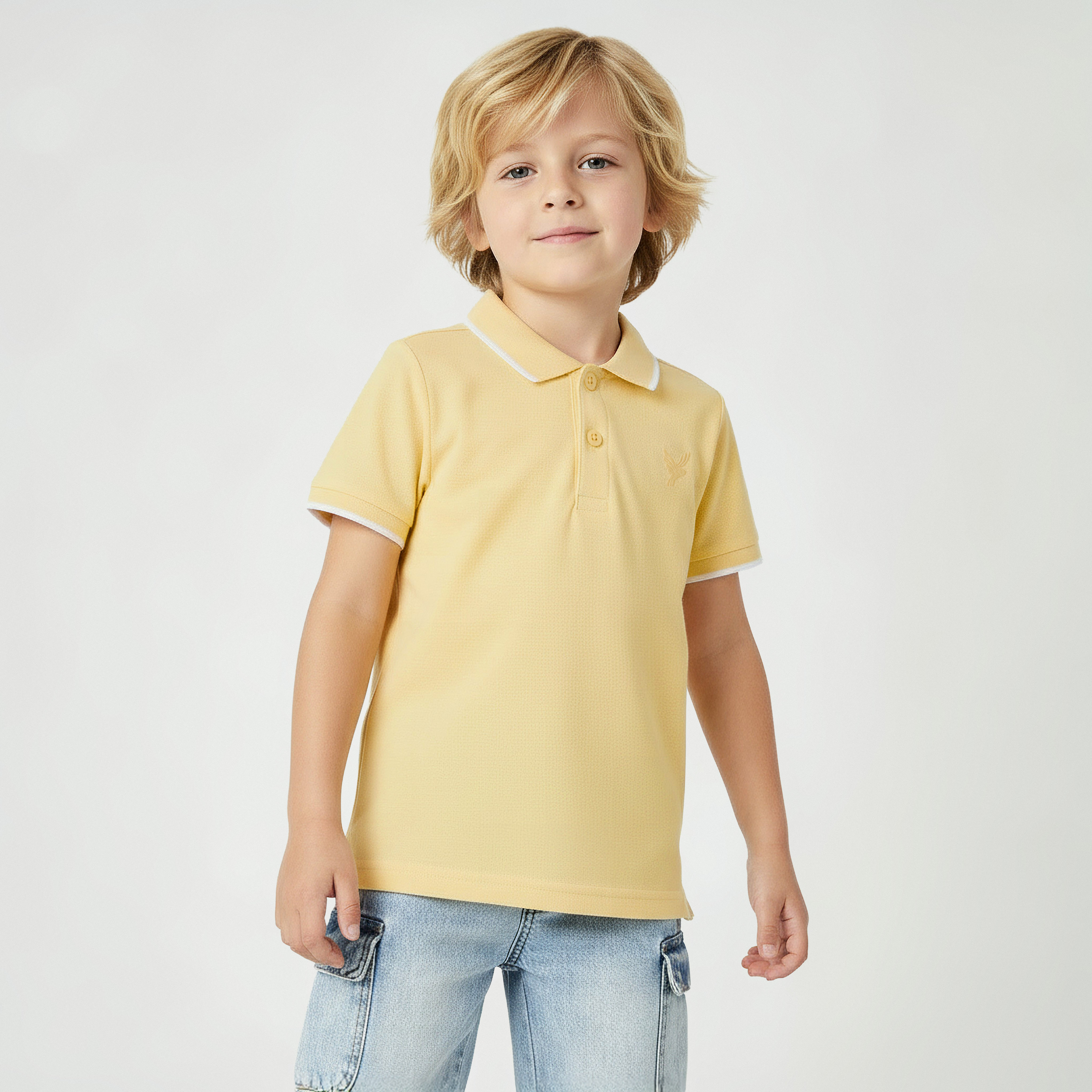 Juniors Boys Collared Short Sleeves T-shirt with Embroidery-boys-clothing-tshirtsandpolos-image-1