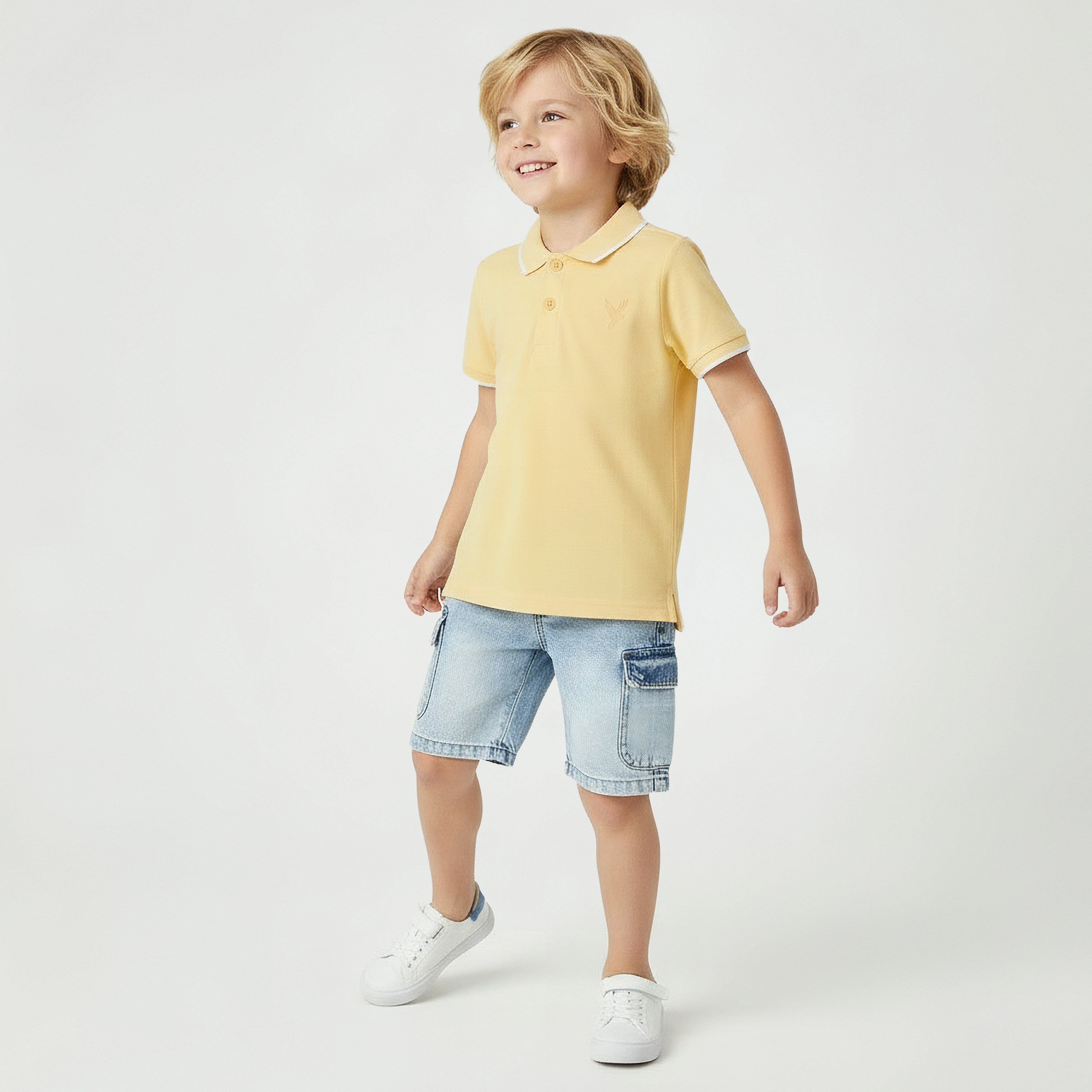 Juniors Boys Collared Short Sleeves T-shirt with Embroidery-boys-clothing-tshirtsandpolos-image-2