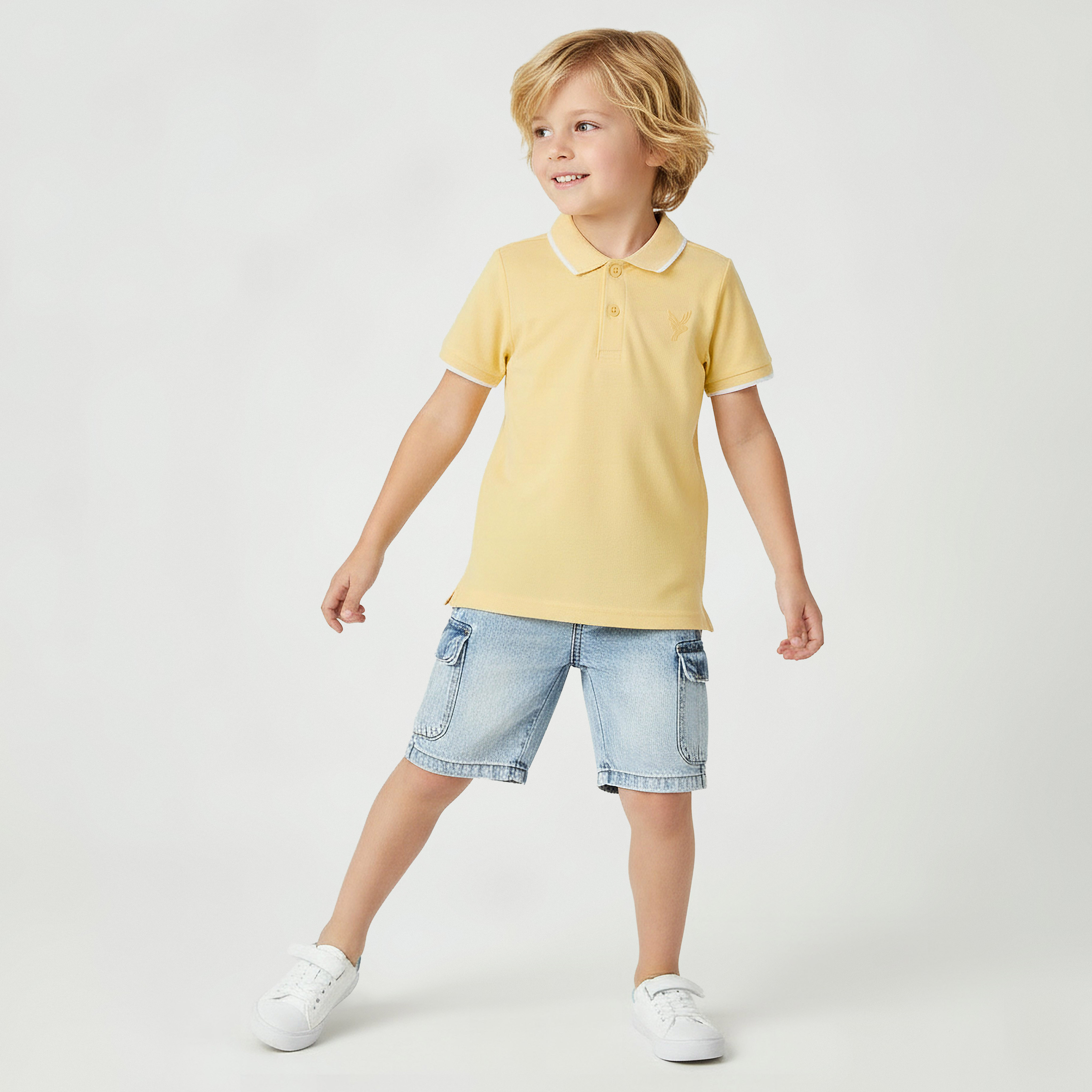 Juniors Boys Collared Short Sleeves T-shirt with Embroidery-boys-clothing-tshirtsandpolos-image-5