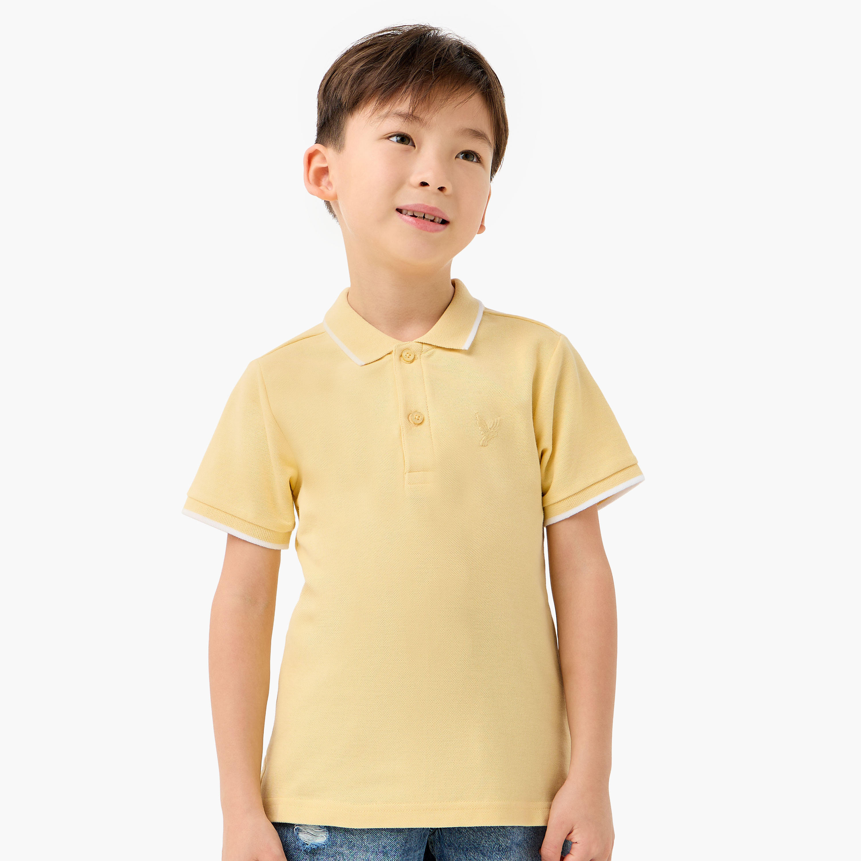 Juniors Boys Collared Short Sleeves T-shirt with Embroidery-boys-clothing-tshirtsandpolos-image-1