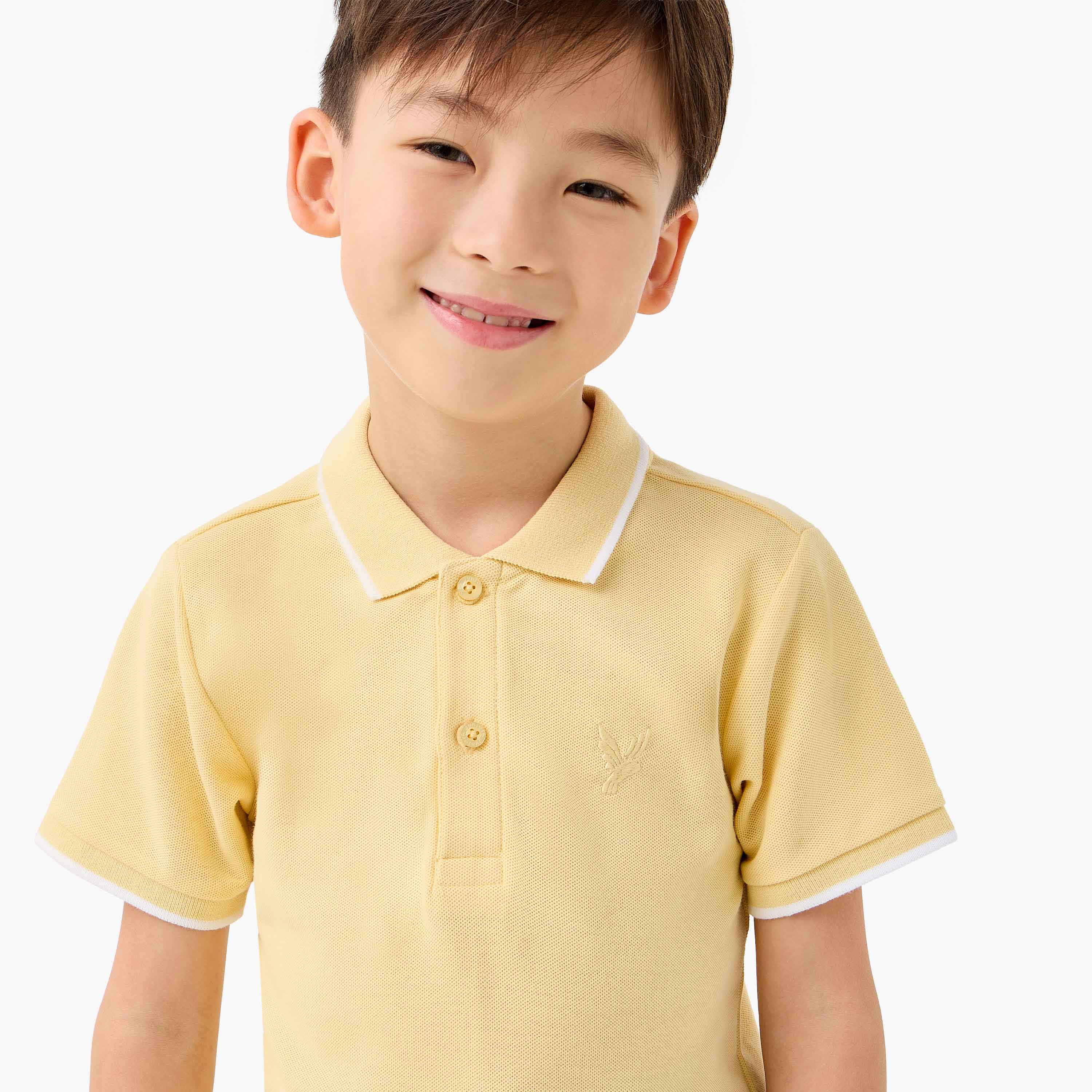 Juniors Boys Collared Short Sleeves T-shirt with Embroidery-boys-clothing-tshirtsandpolos-image-4