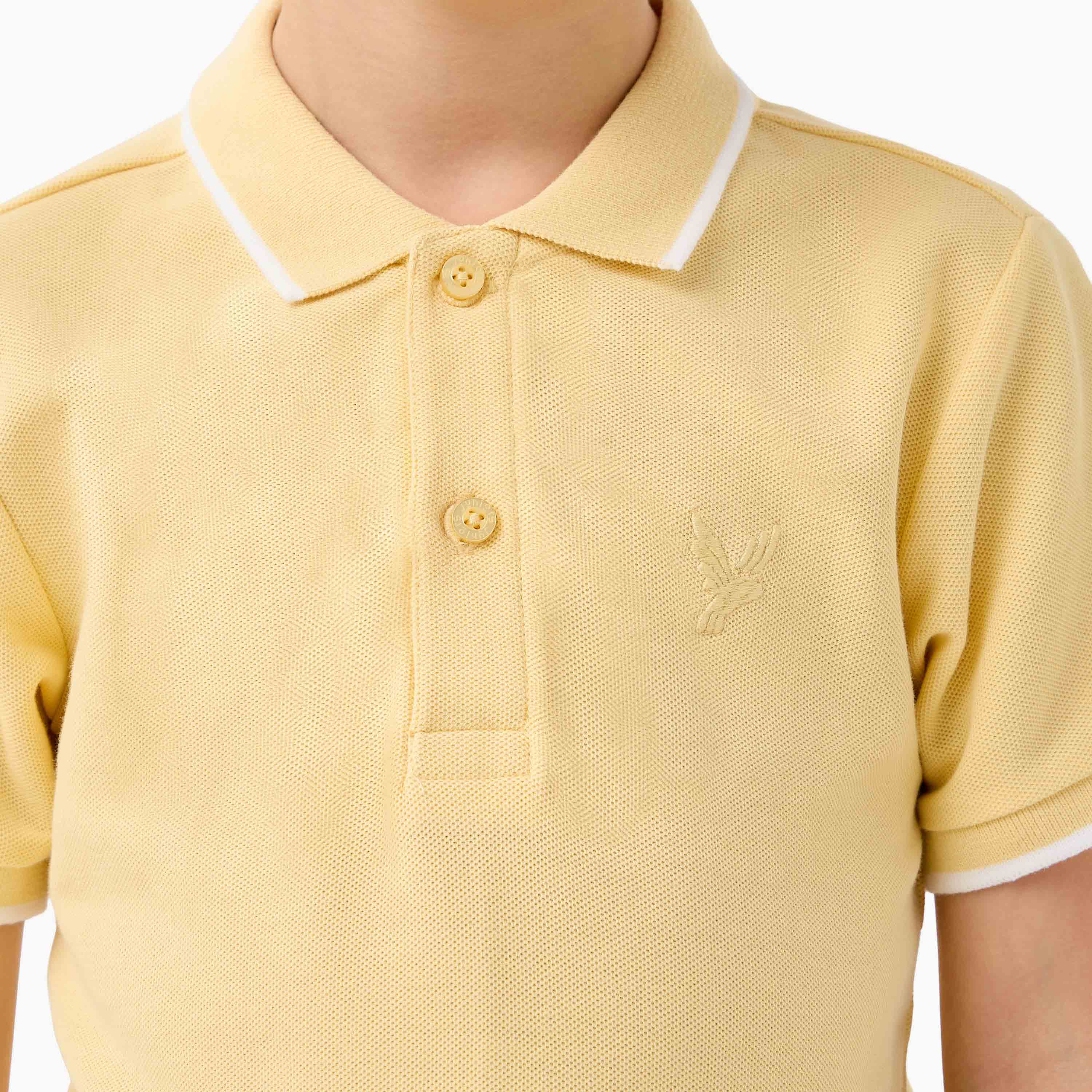Juniors Boys Collared Short Sleeves T-shirt with Embroidery-boys-clothing-tshirtsandpolos-image-5