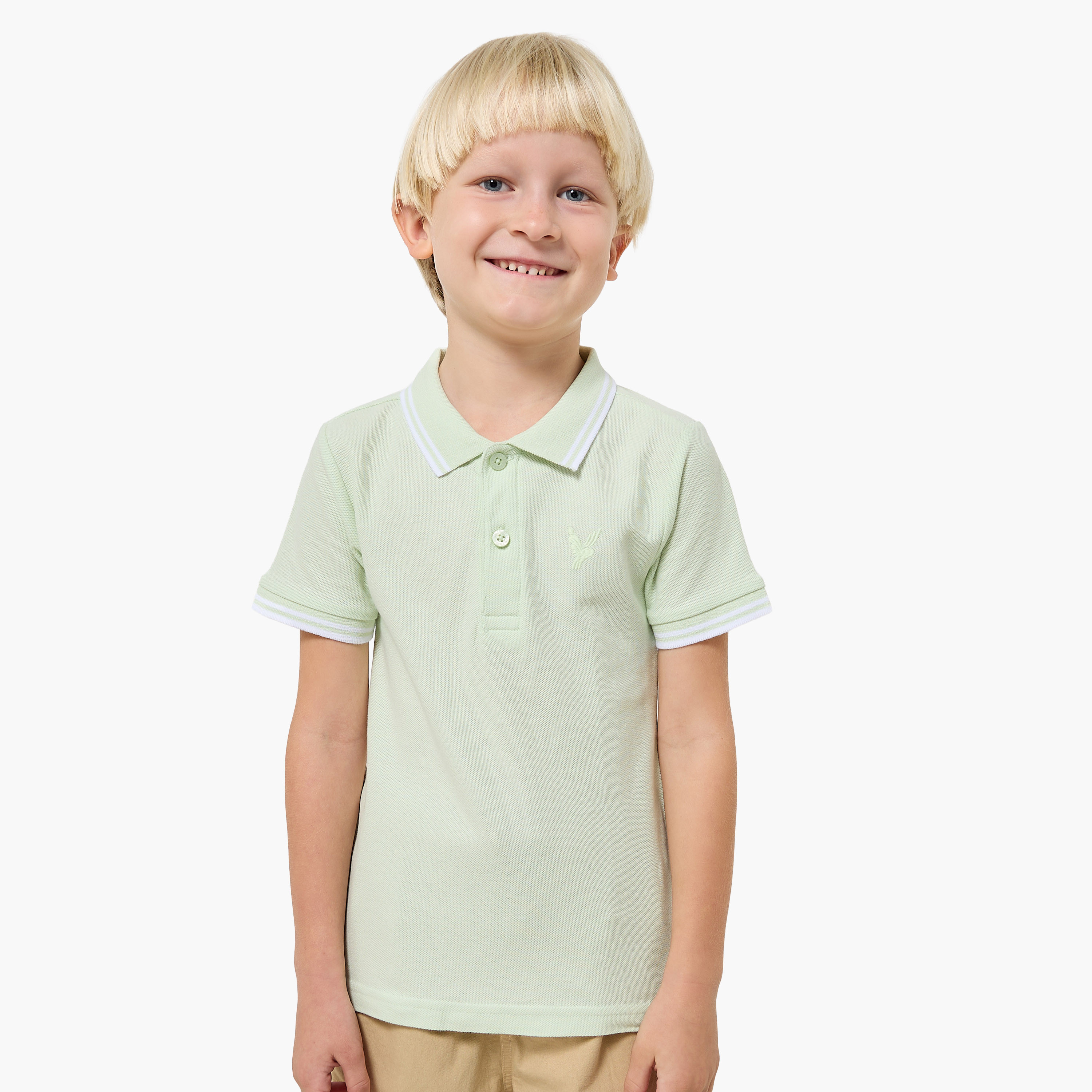 Juniors Boys Collared Short Sleeves T-shirt with Embroidery-boys-clothing-tshirtsandpolos-image-1