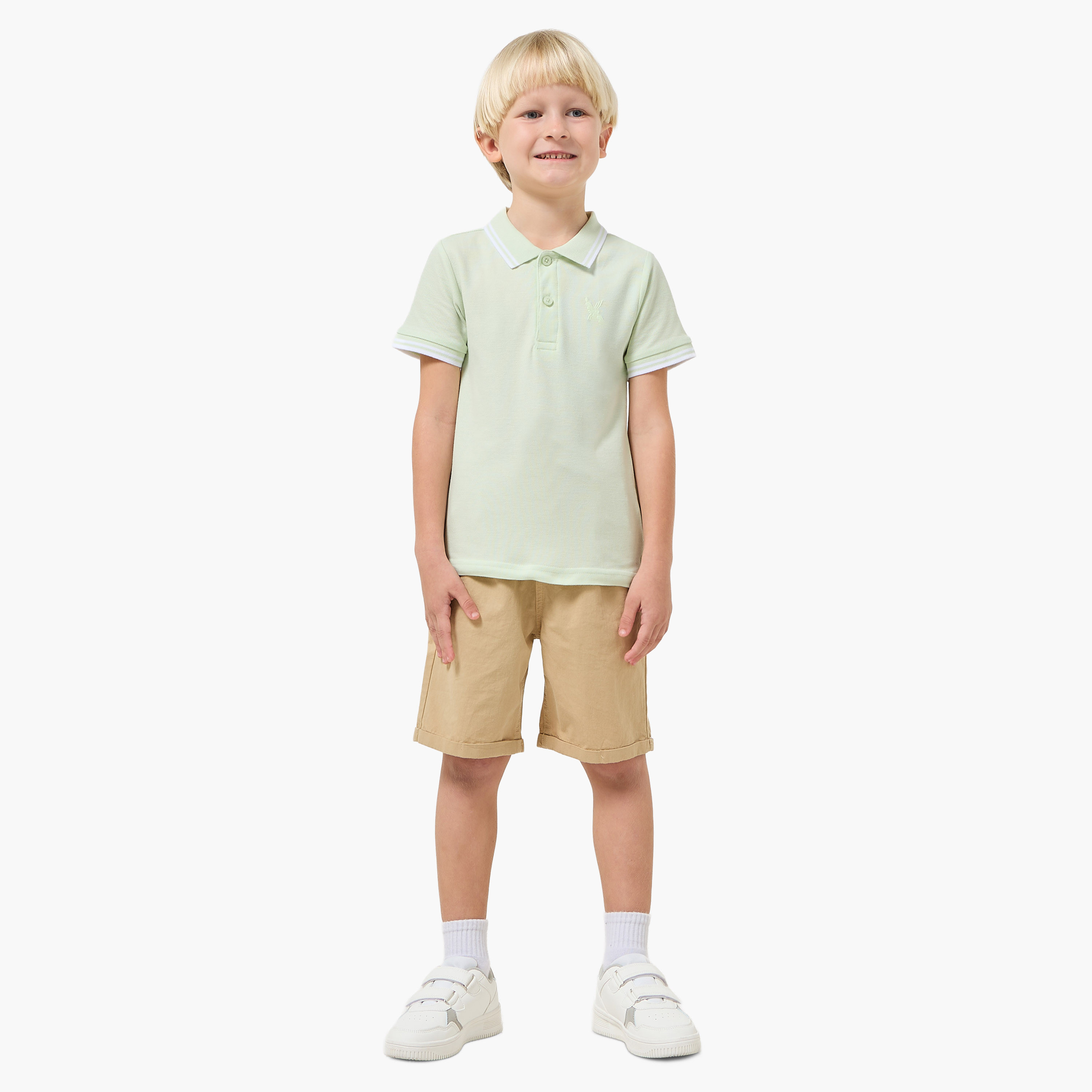 Juniors Boys Collared Short Sleeves T-shirt with Embroidery-boys-clothing-tshirtsandpolos-image-2