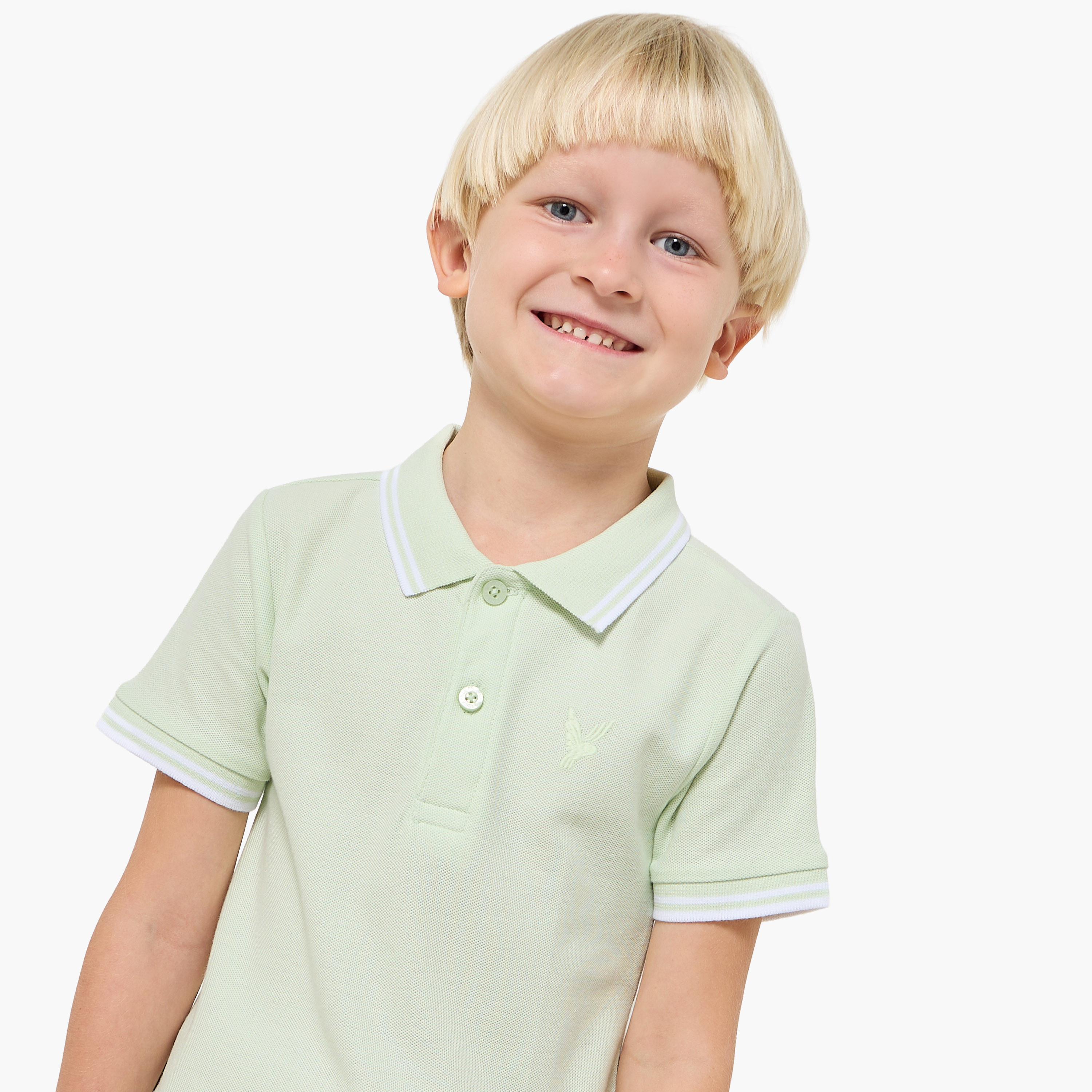 Juniors Boys Collared Short Sleeves T-shirt with Embroidery-boys-clothing-tshirtsandpolos-image-4