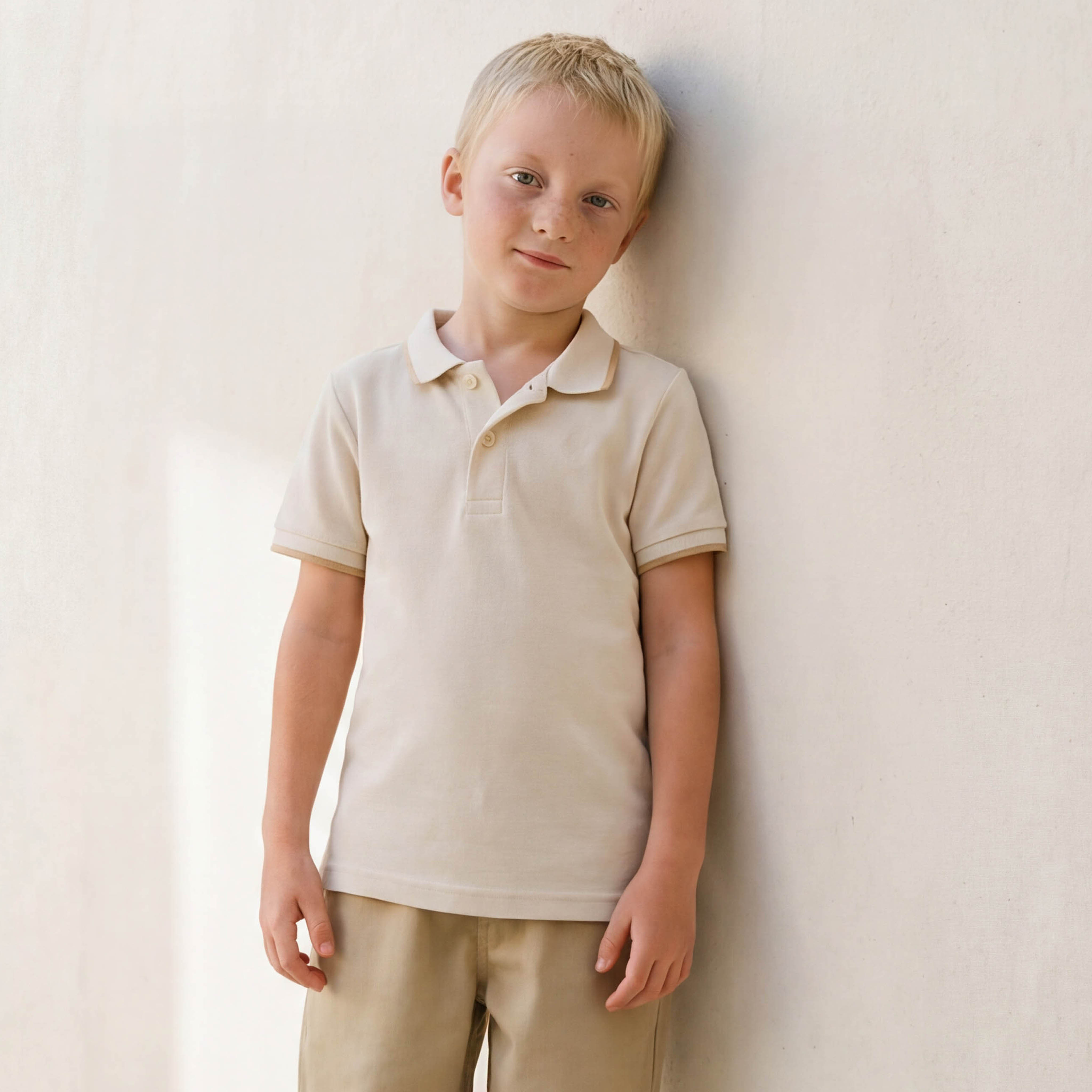 Juniors Collared Short Sleeves T-shirt with Textured Design-boys-clothing-tshirtsandpolos-image-1
