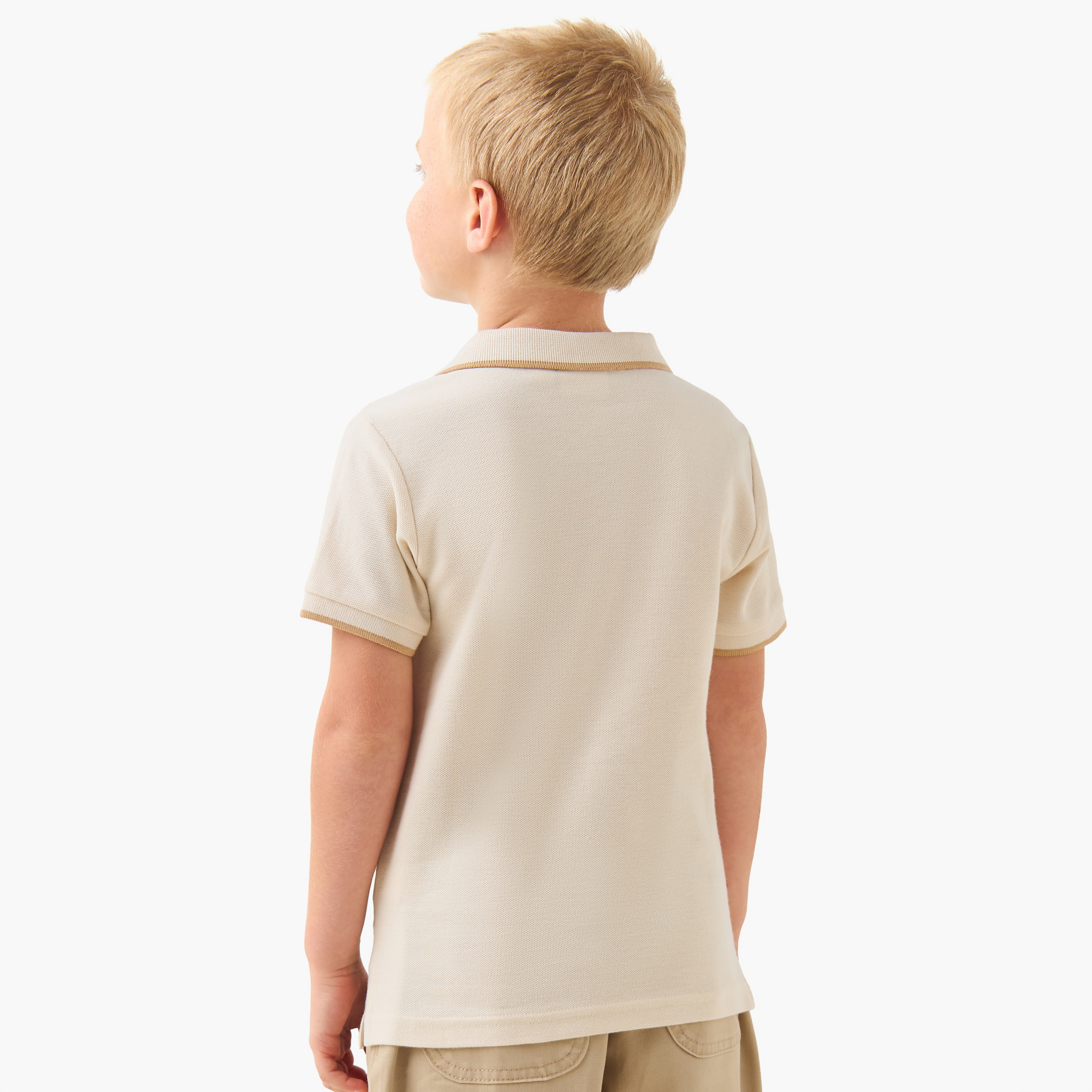 Juniors Collared Short Sleeves T-shirt with Textured Design-boys-clothing-tshirtsandpolos-image-3